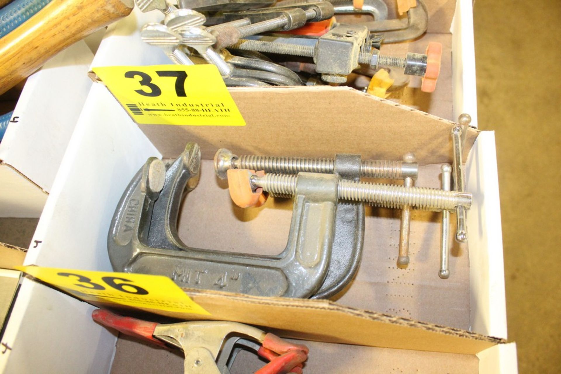 ASSORTED 4" C-CLAMPS IN BOX