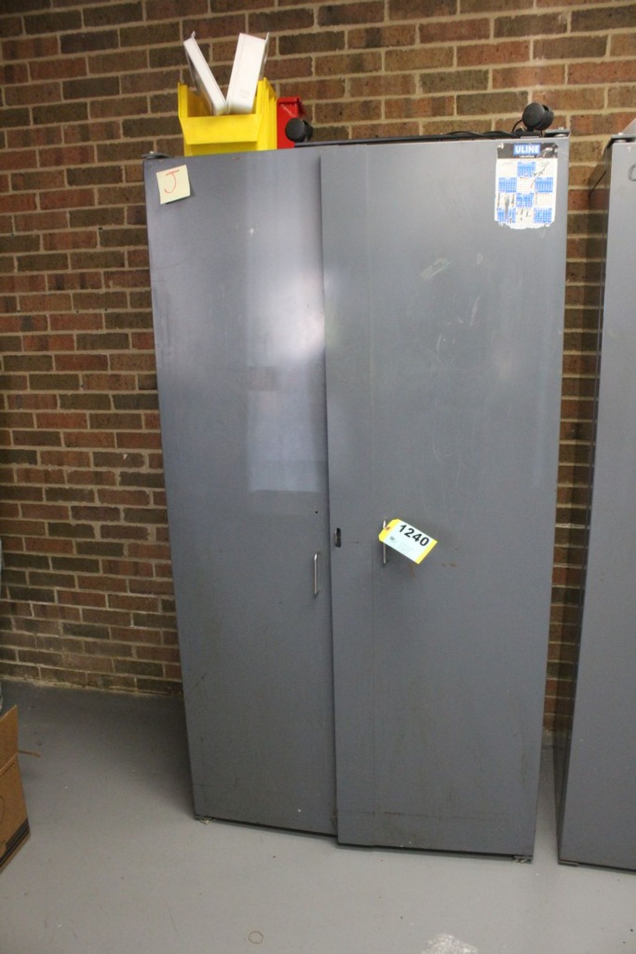 TWO DOOR STEEL STORAGE CABINET 38" X 24" X 72" WITH CONTENTS