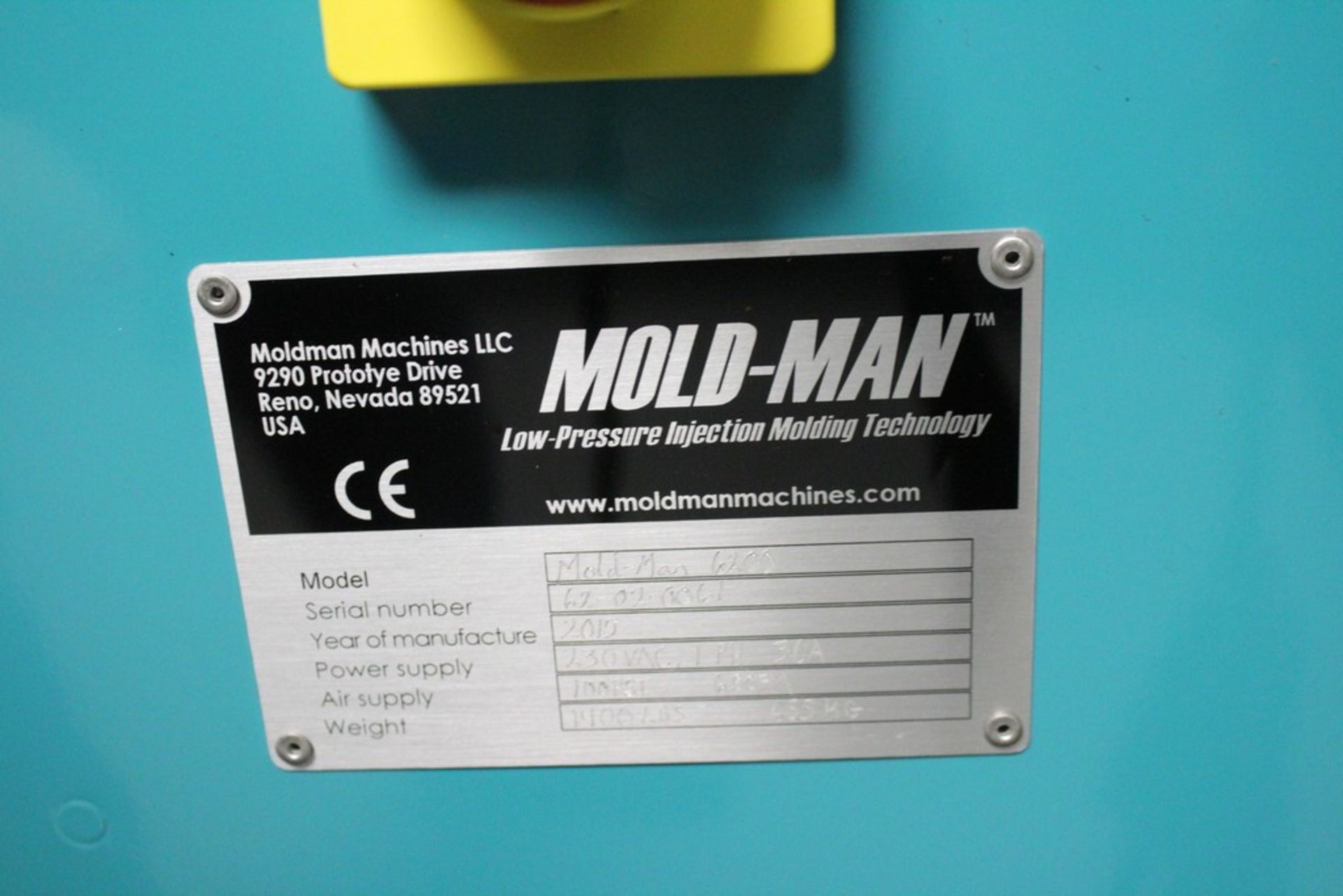 MOLD-MAN 2 TON MODEL 6200 LOW-PRESSURE INJECTION MOLDING MACHINE, S/N 62-02-0061 (NEW 2015), SHUTTLE - Image 6 of 14