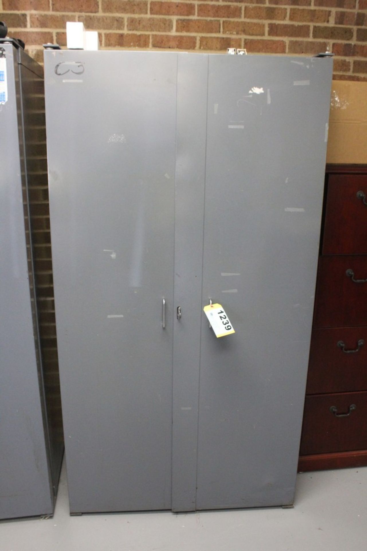 TWO DOOR STEEL BIN CABINET 38" X 24" X 72" WITH CONTENTS