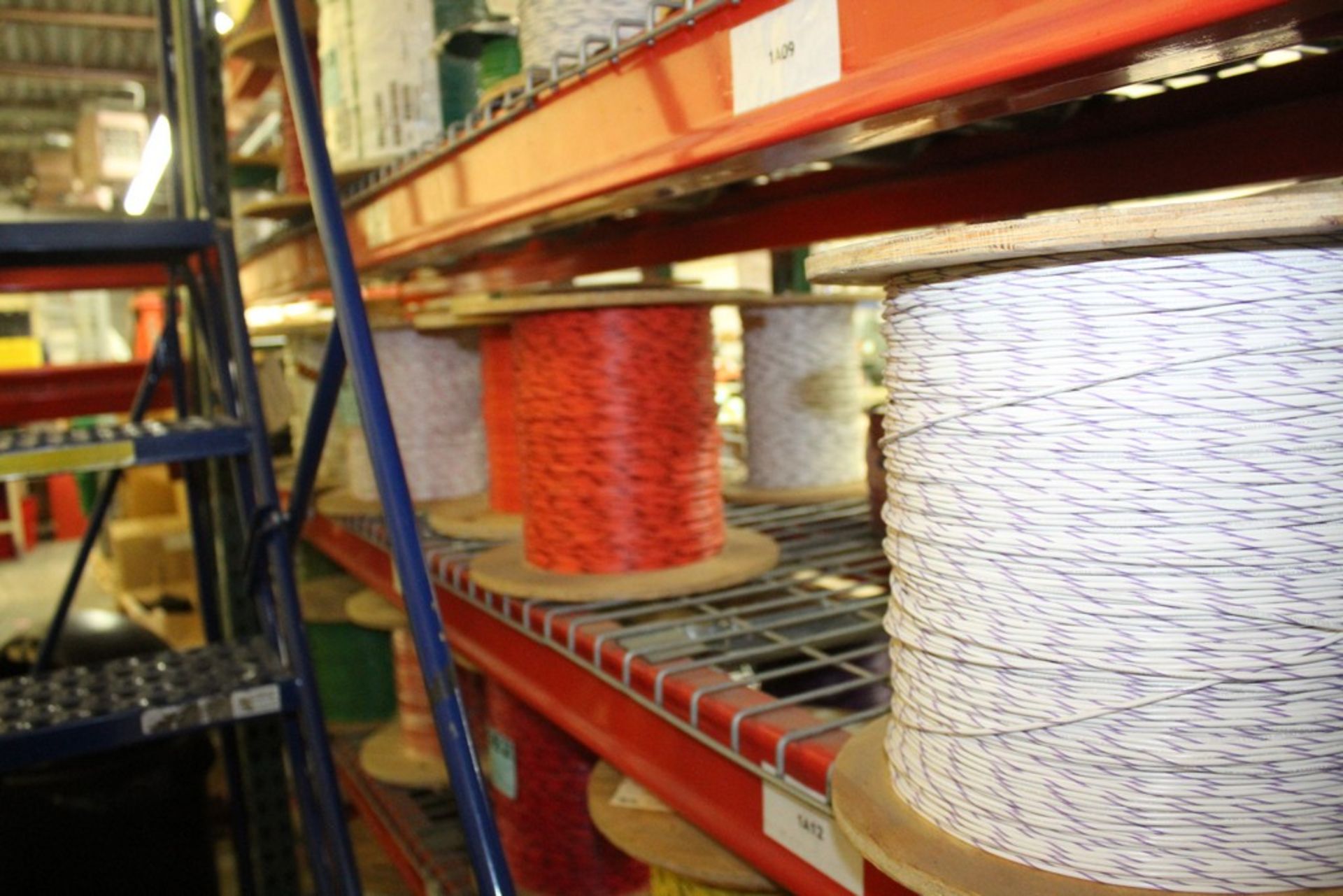 ASSORTED WIRE SPOOLS ON SHELF