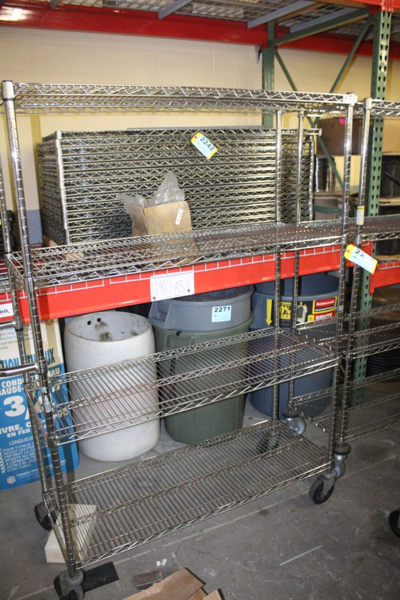 PORTABLE WIRE SHELVING UNIT, 69" X 48" X 18"