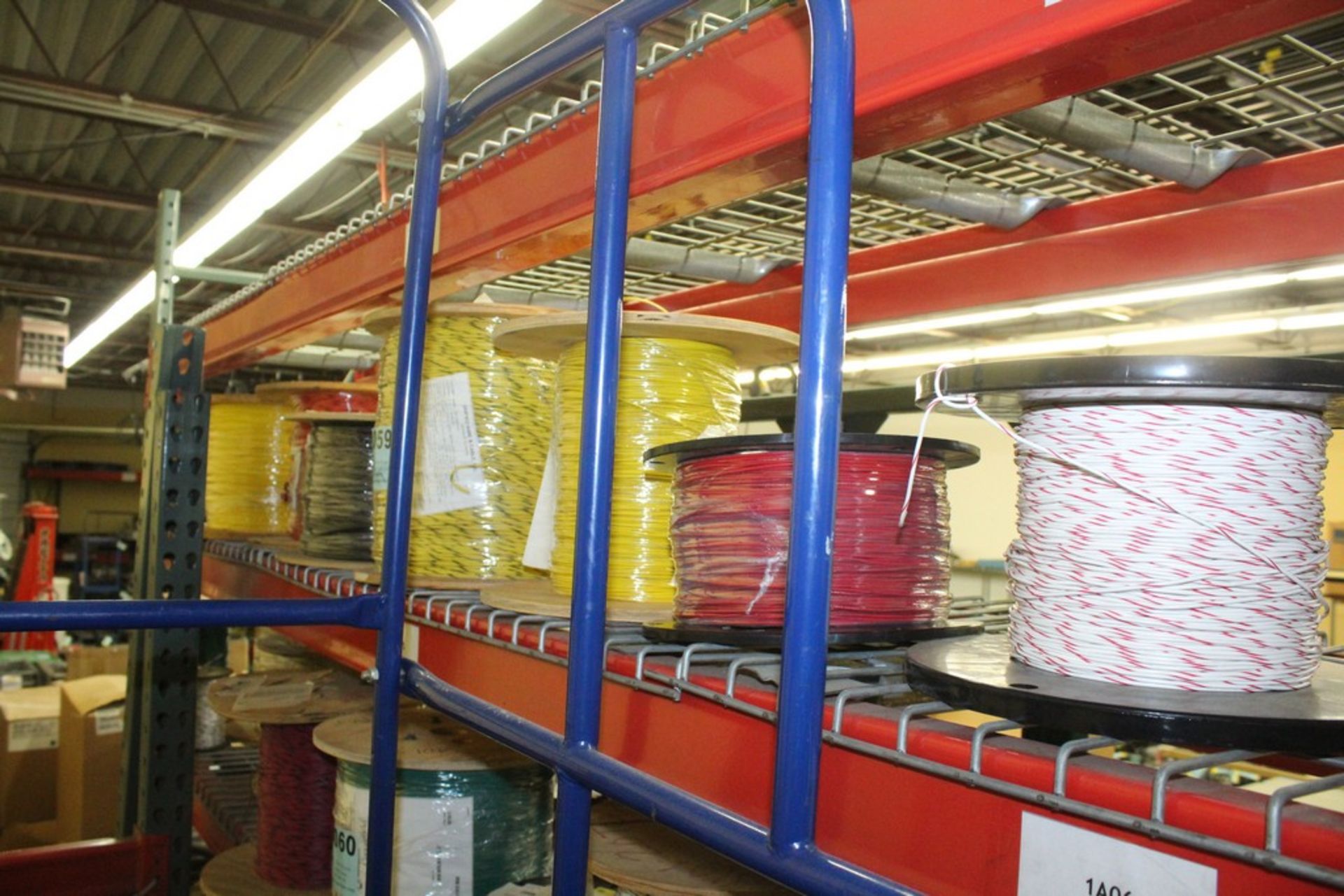 ASSORTED WIRE SPOOLS ON SHELF