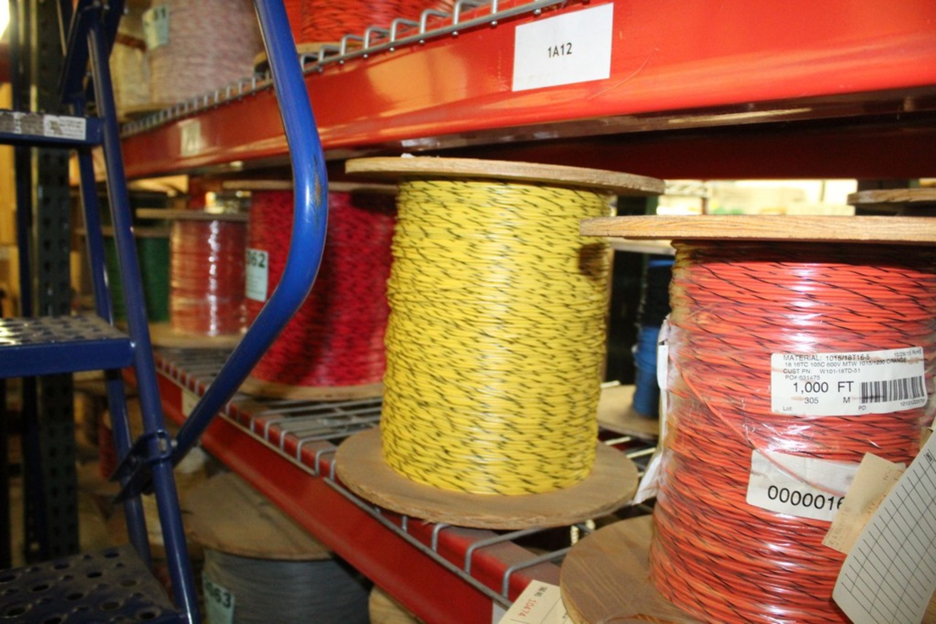 ASSORTED WIRE SPOOLS ON SHELF