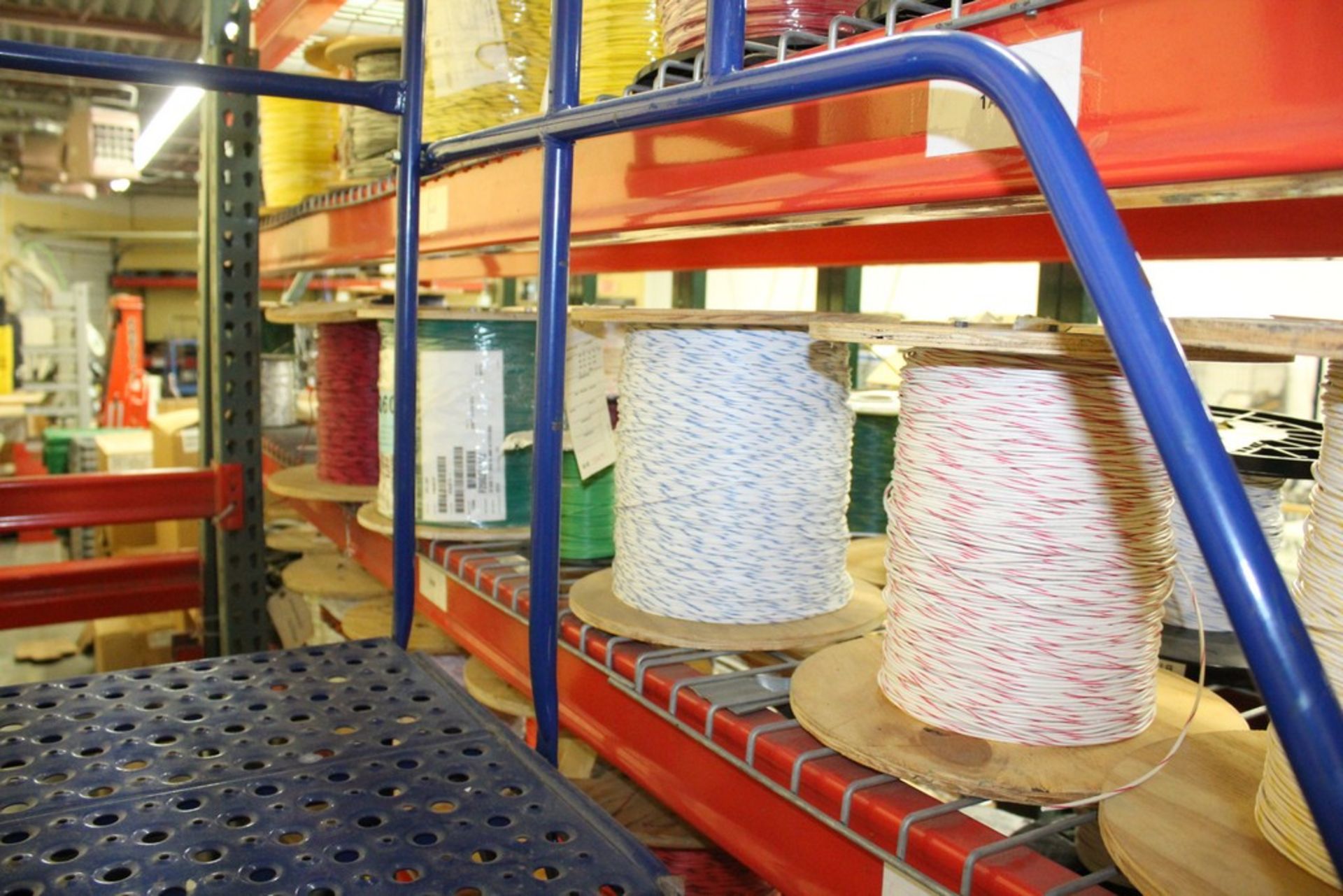 ASSORTED WIRE SPOOLS ON SHELF