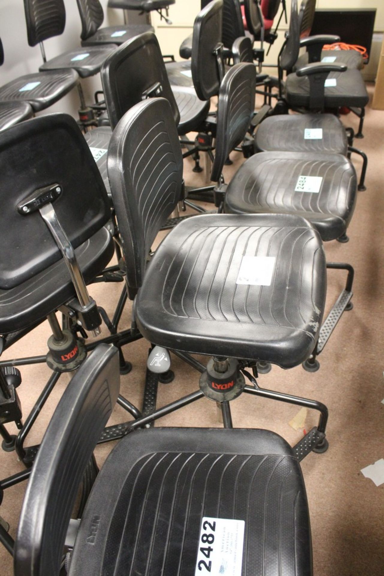 LYON SHOP STOOL WITH LEATHER SEAT AND BACK