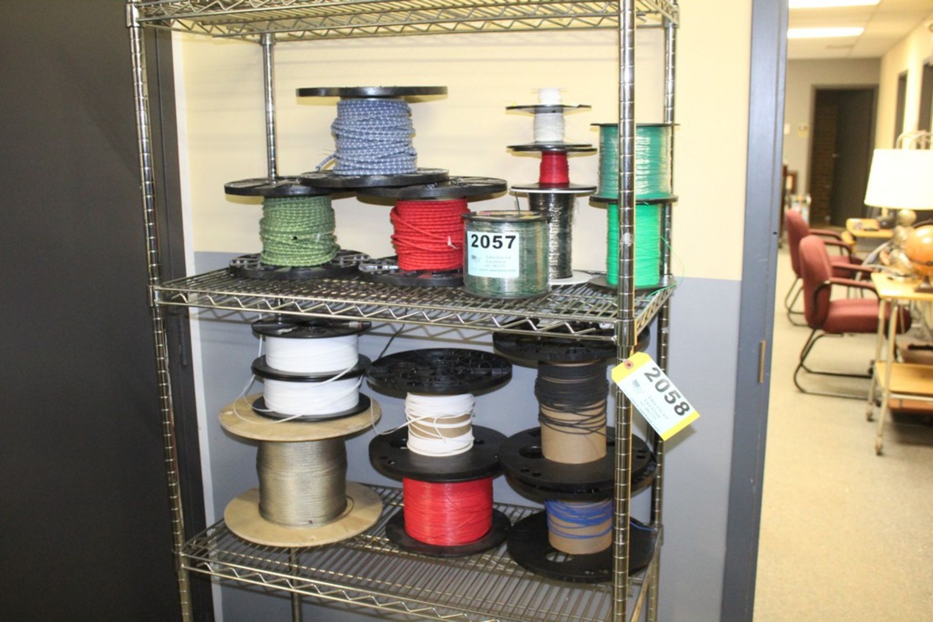 ASSORTED WIRE ON TWO SHELVES