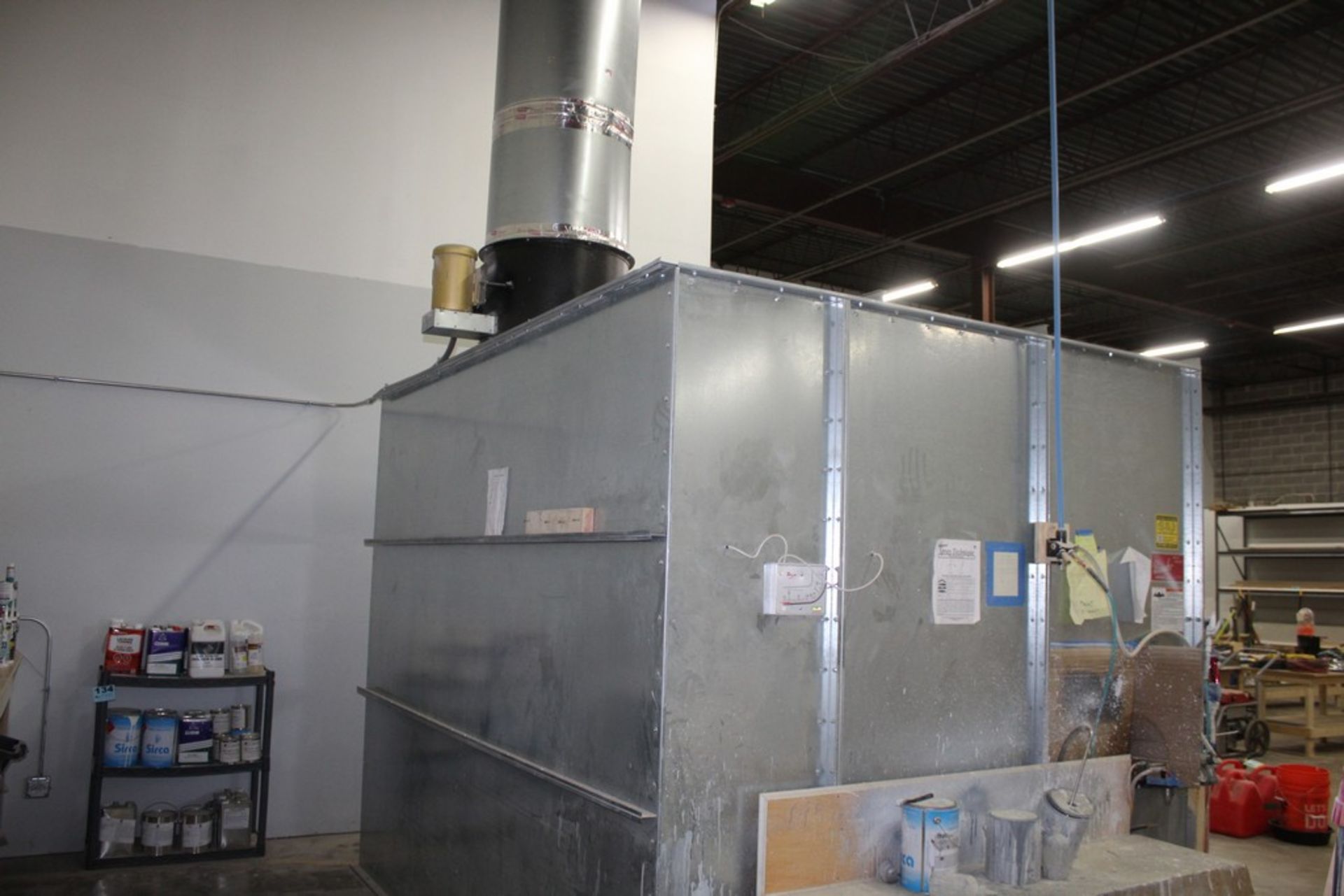 PAASCHE PAINT SPRAY BOOTH 10' W X 6' D X 8' H WITH CA TECHBOLOGIES SPRAY GUN SYSTEM AND EXTRA - Image 6 of 11