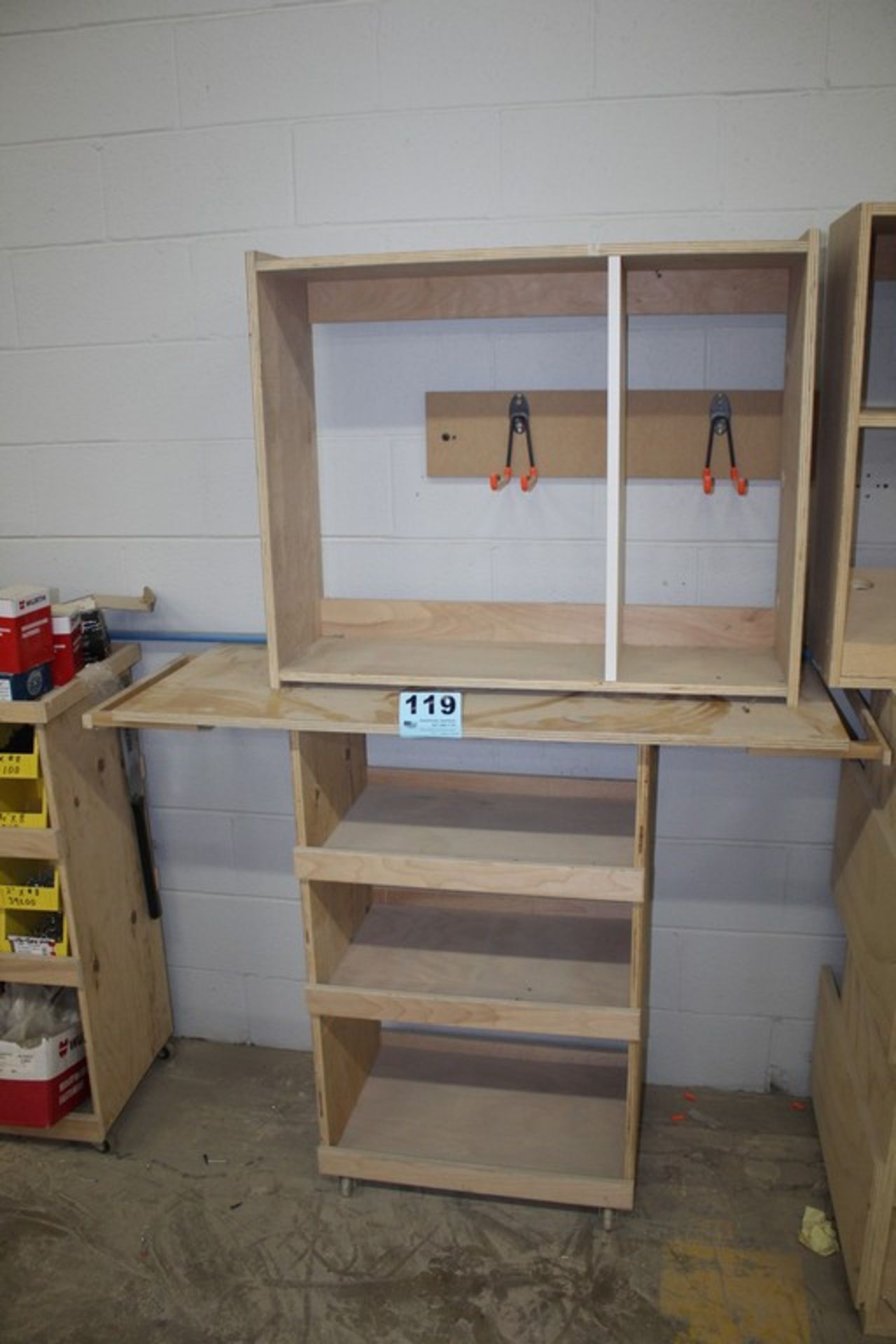 (2) WOOD SHELVING UNITS