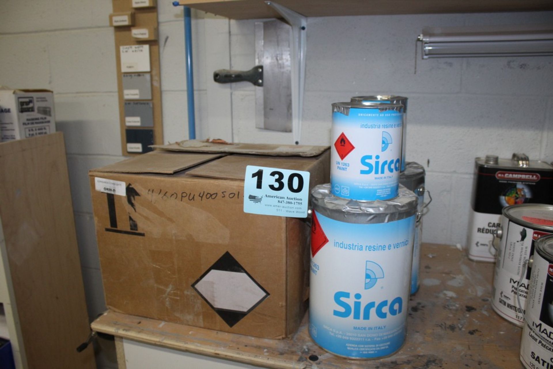 (4) GALLONS OF SIRCA PAINT AND SMALL CANS