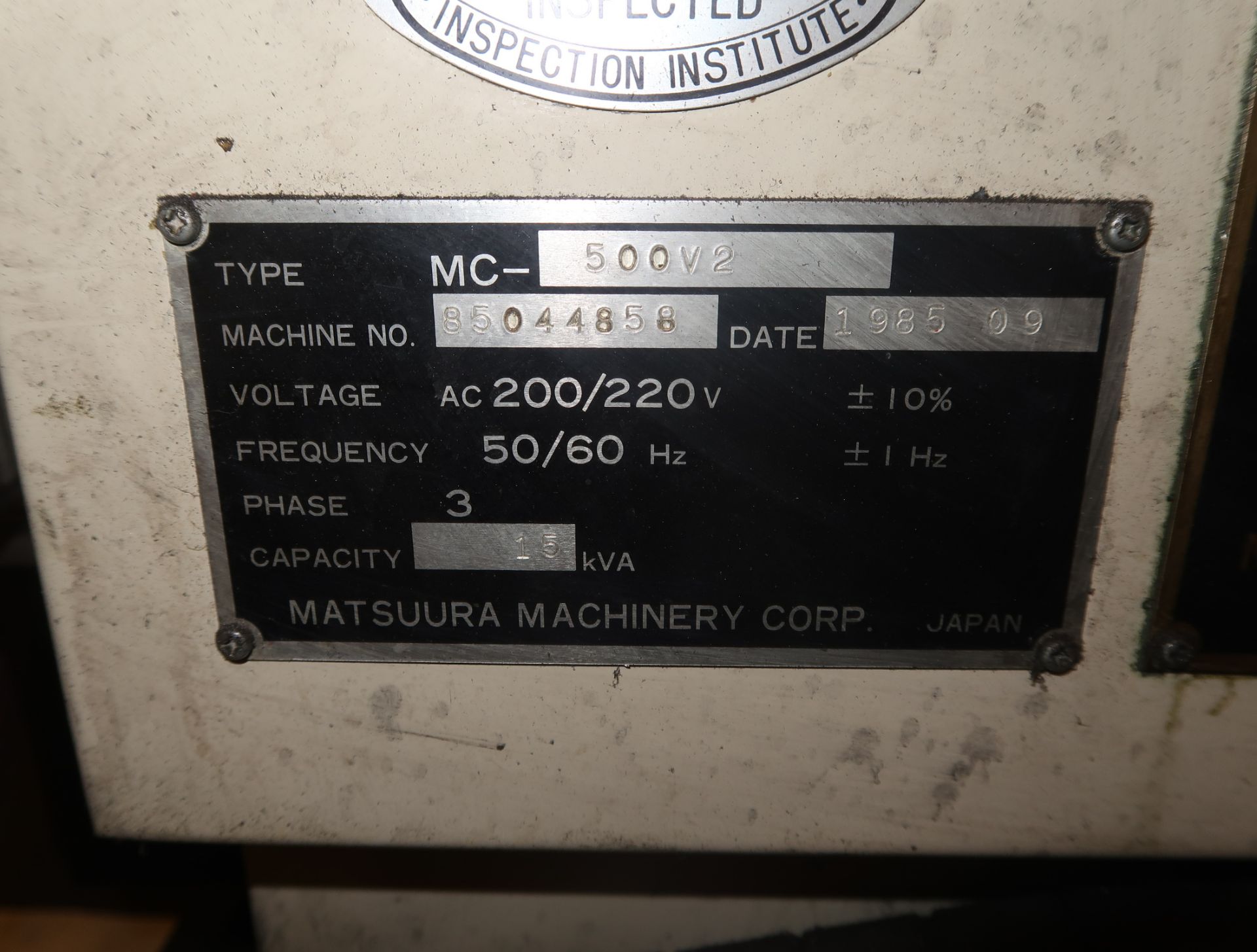 MATSUURA MC 500V2 CNC MACHINING CENTER, 20 TOOL ATC, SN. 85044858 (LOCATED AT 4118 E. ELWOOD ST. - Image 6 of 6