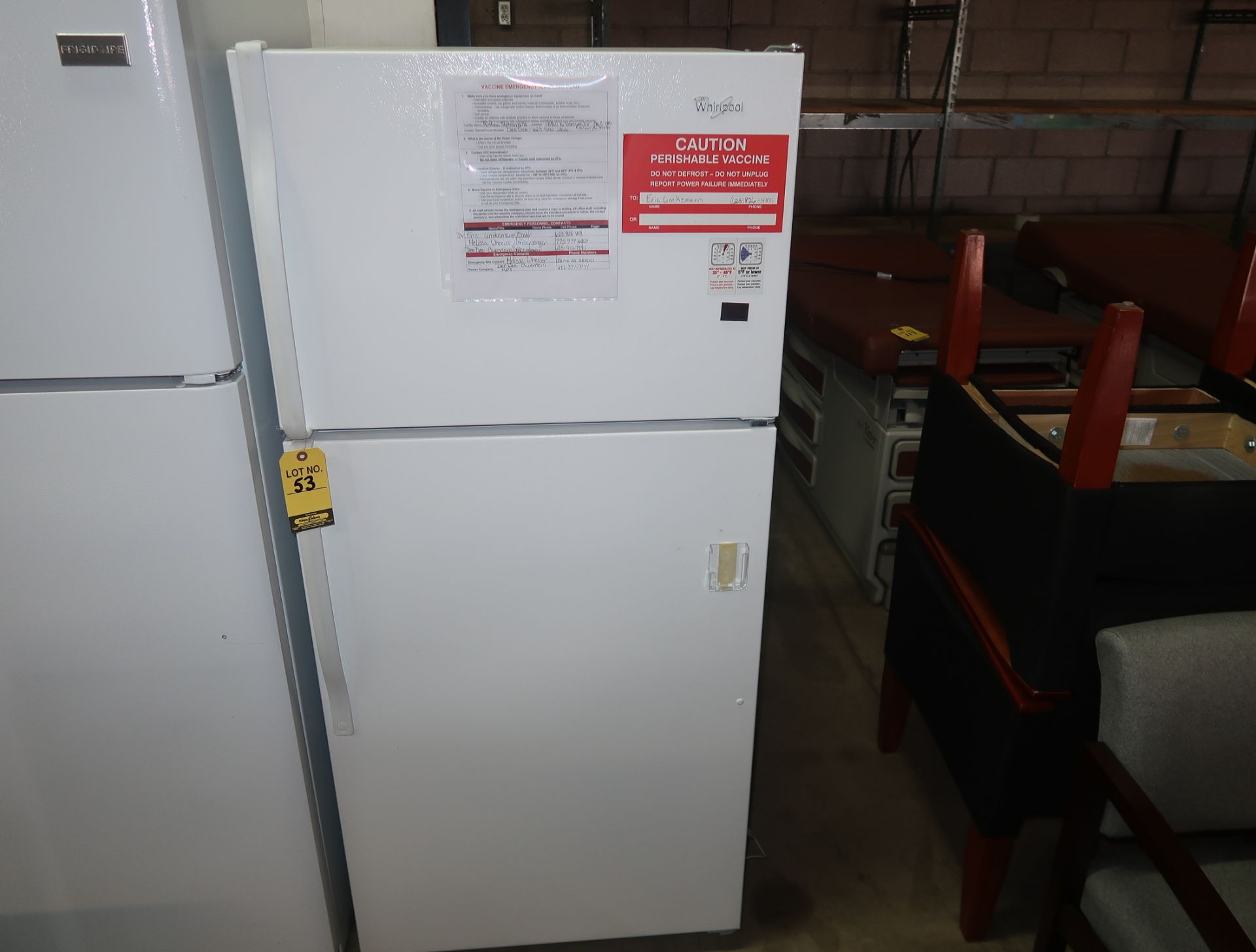 WHIRLPOOL REFRIGERATOR 14 CUBIC FT. (USED FOR PHARMACEUTICAL STORAGE)