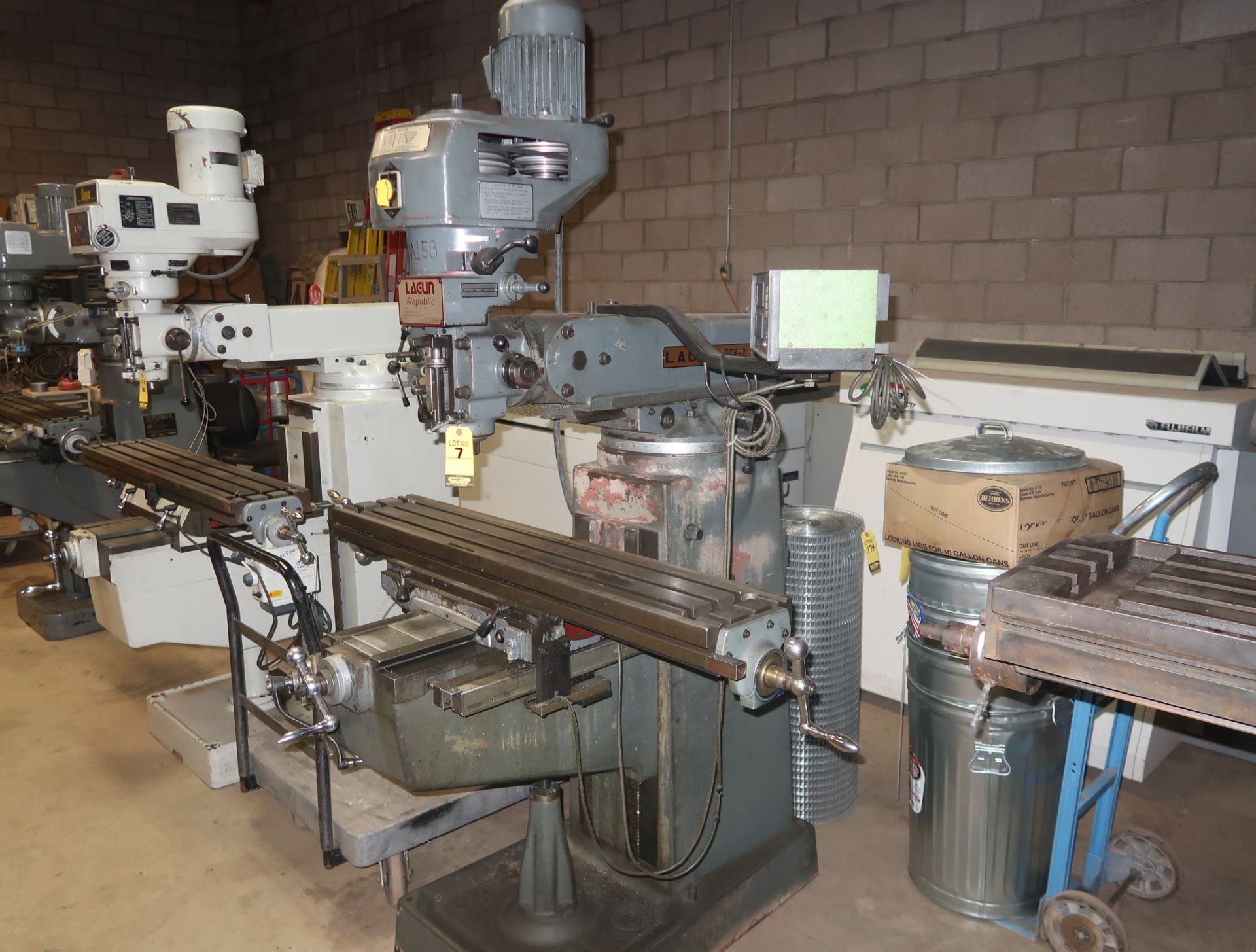 LAGUN VERTICAL MILL, MDL. FTV-2, 48" X 9" TABLE, MITUTOYO 2-AXIS DRO, VARIABLE SPEED BELT HEAD - Image 2 of 3