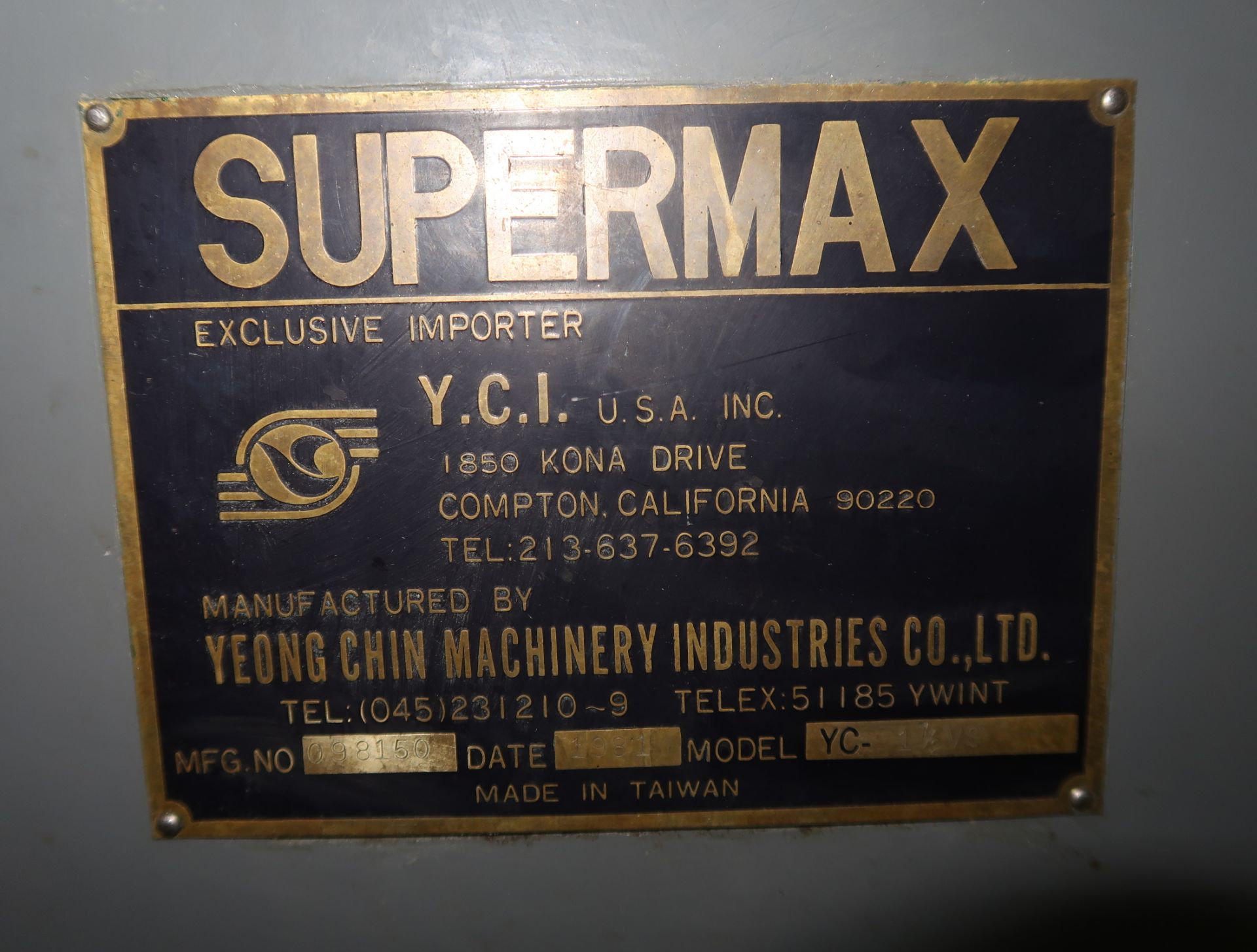 SUPERMAX MDL. YC 1 1/2 VS VERTICAL MILL, 48" X 9" TABLE, VARIABLE SPEED, GEAR HEAD, NEWALL 2-AXIS - Image 3 of 5