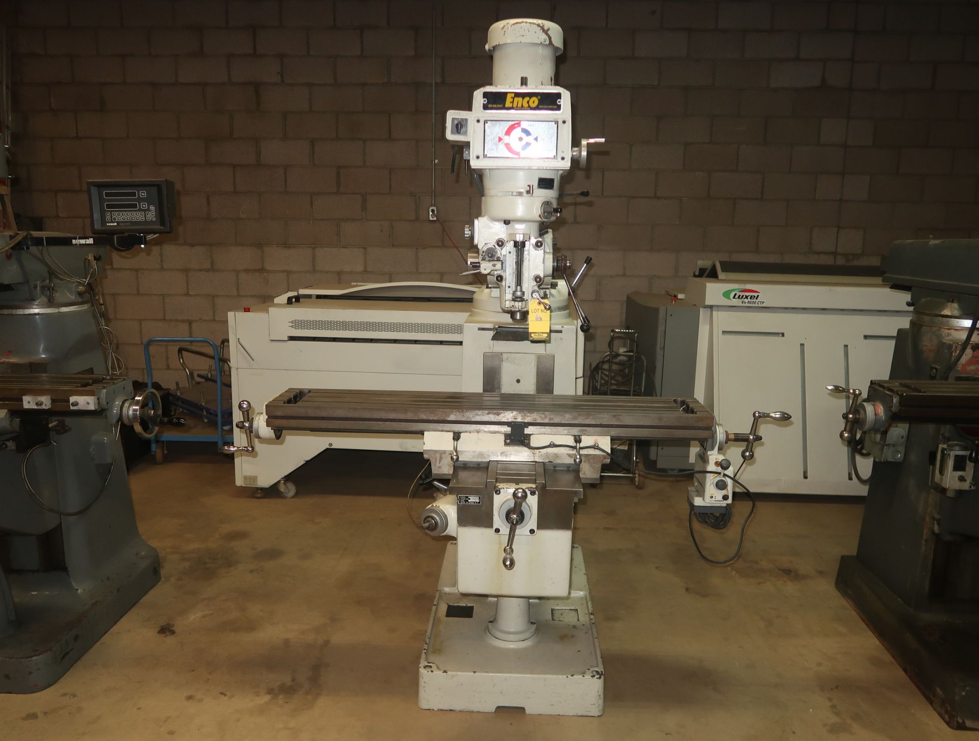 ENCO VERTICAL MILL, MDL. 457242, 54" X 10" TABLE, VARIABLE SPEED, GEAR HEAD, POWER FEED TO TABLE,