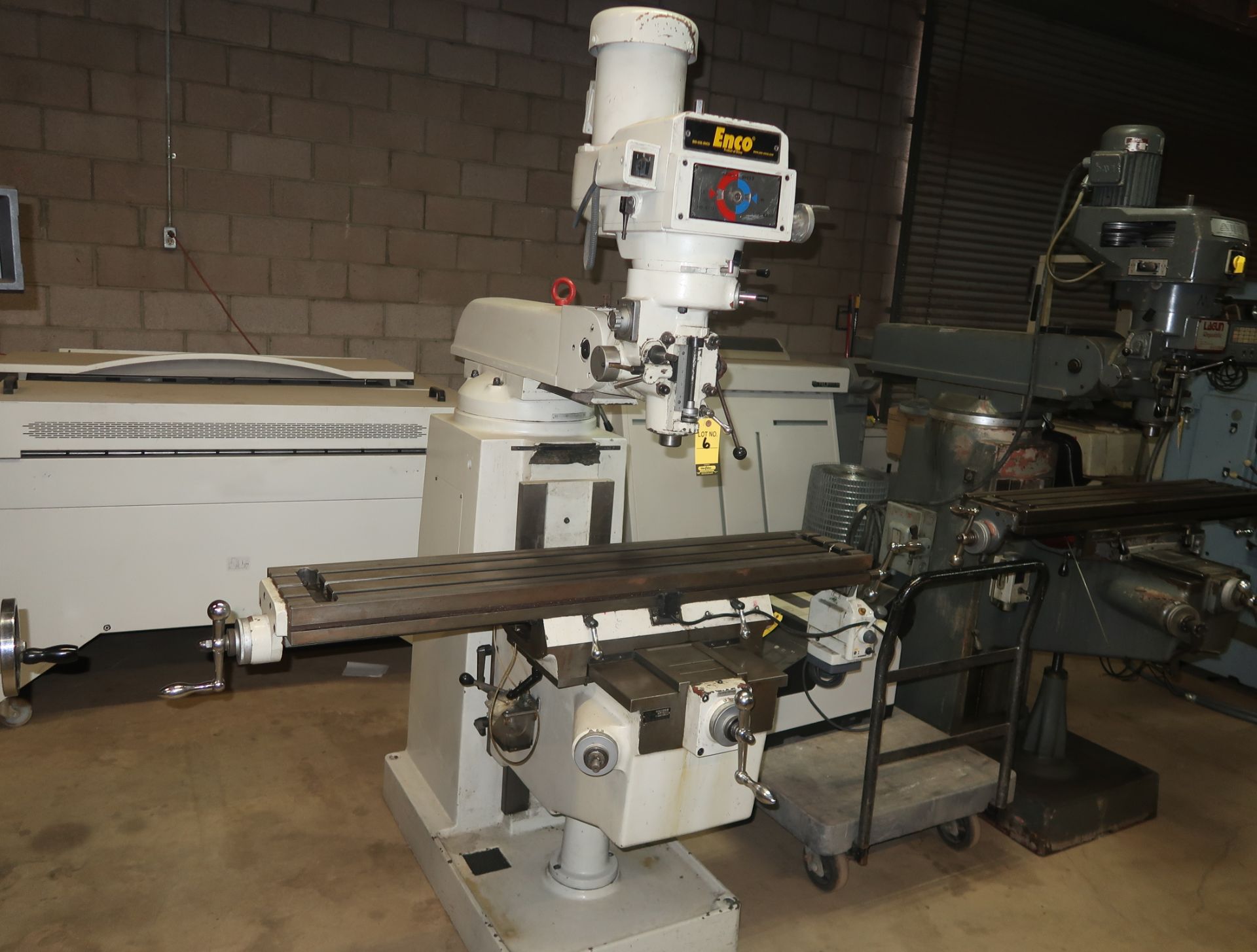 ENCO VERTICAL MILL, MDL. 457242, 54" X 10" TABLE, VARIABLE SPEED, GEAR HEAD, POWER FEED TO TABLE, - Image 2 of 6