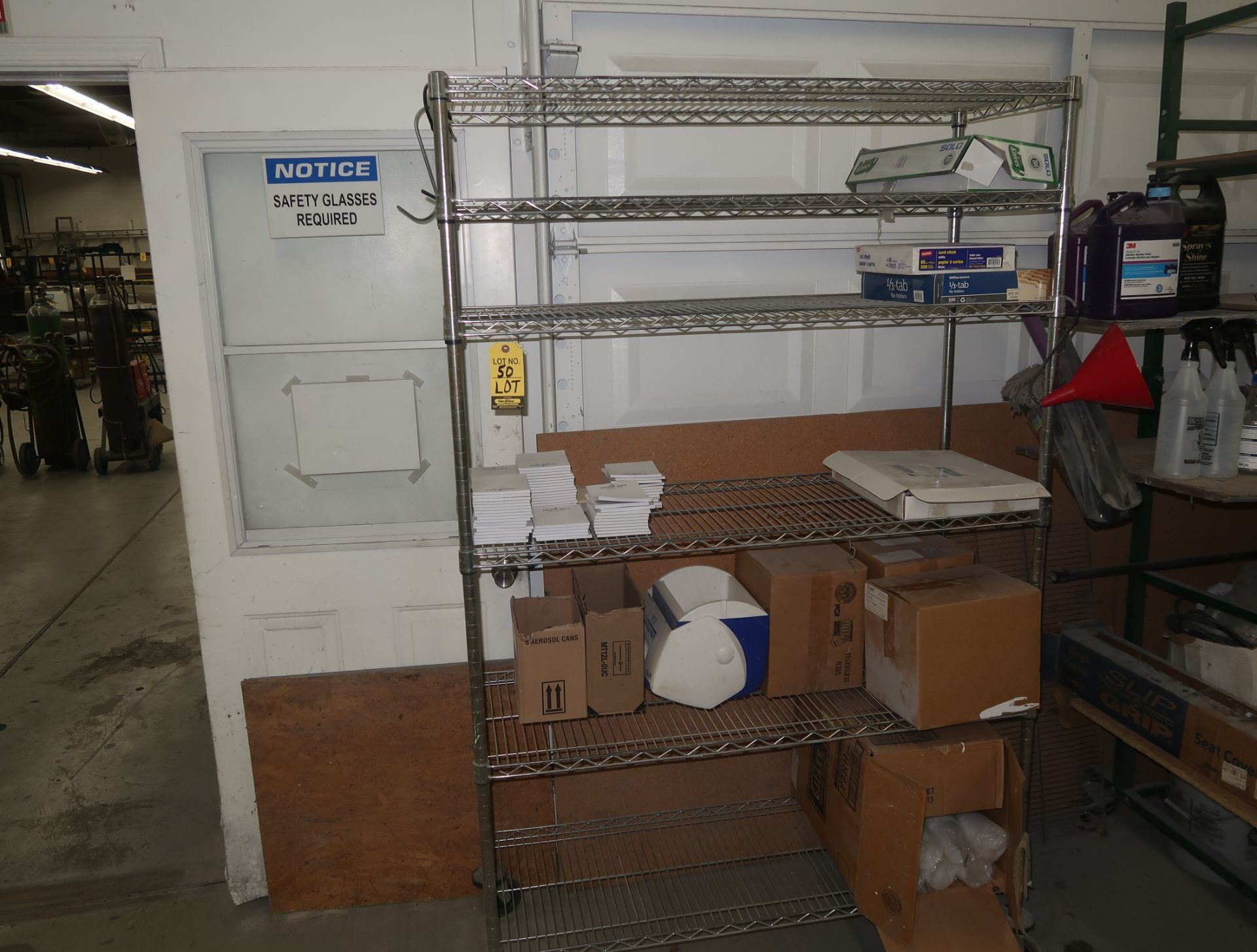 LOT STORAGE RACK W/CONTENTS