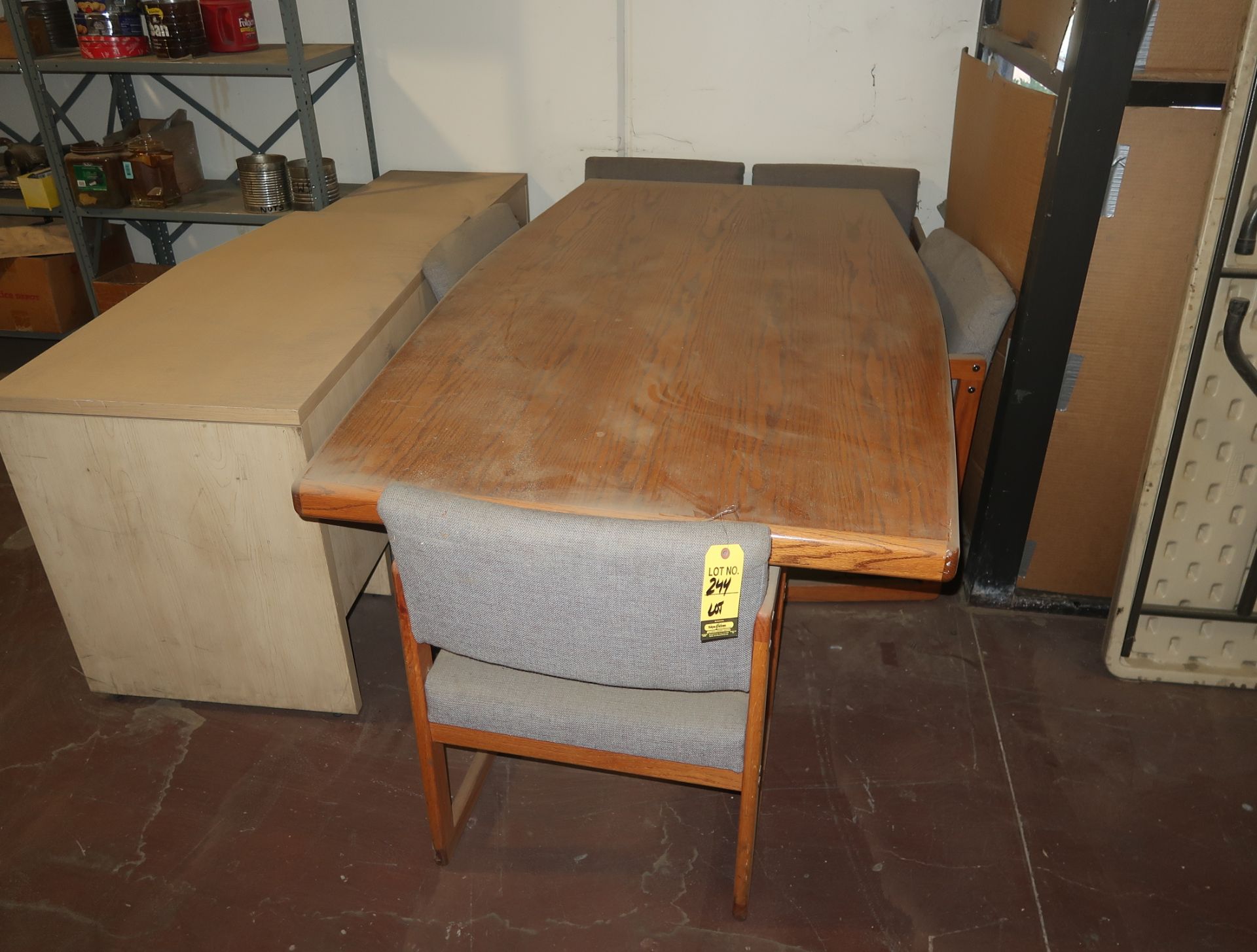 LOT CONFERENCE TABLE W/5-CHAIRS & CREDENZA