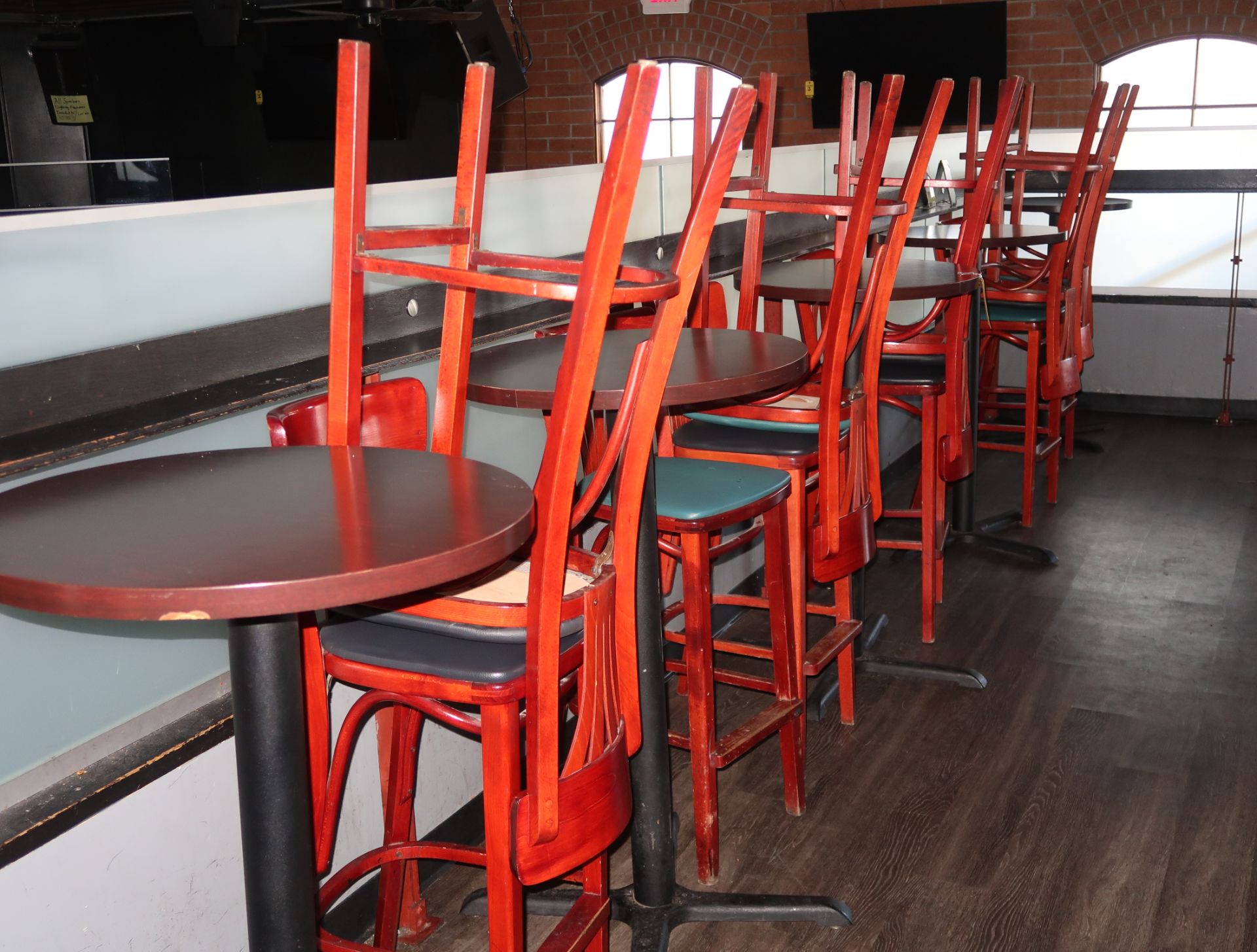 LOT SEATING PACKAGE, 2-BOOTHS, 8-BAR TABLES, BAR STOOLS, ETC. - Image 3 of 7