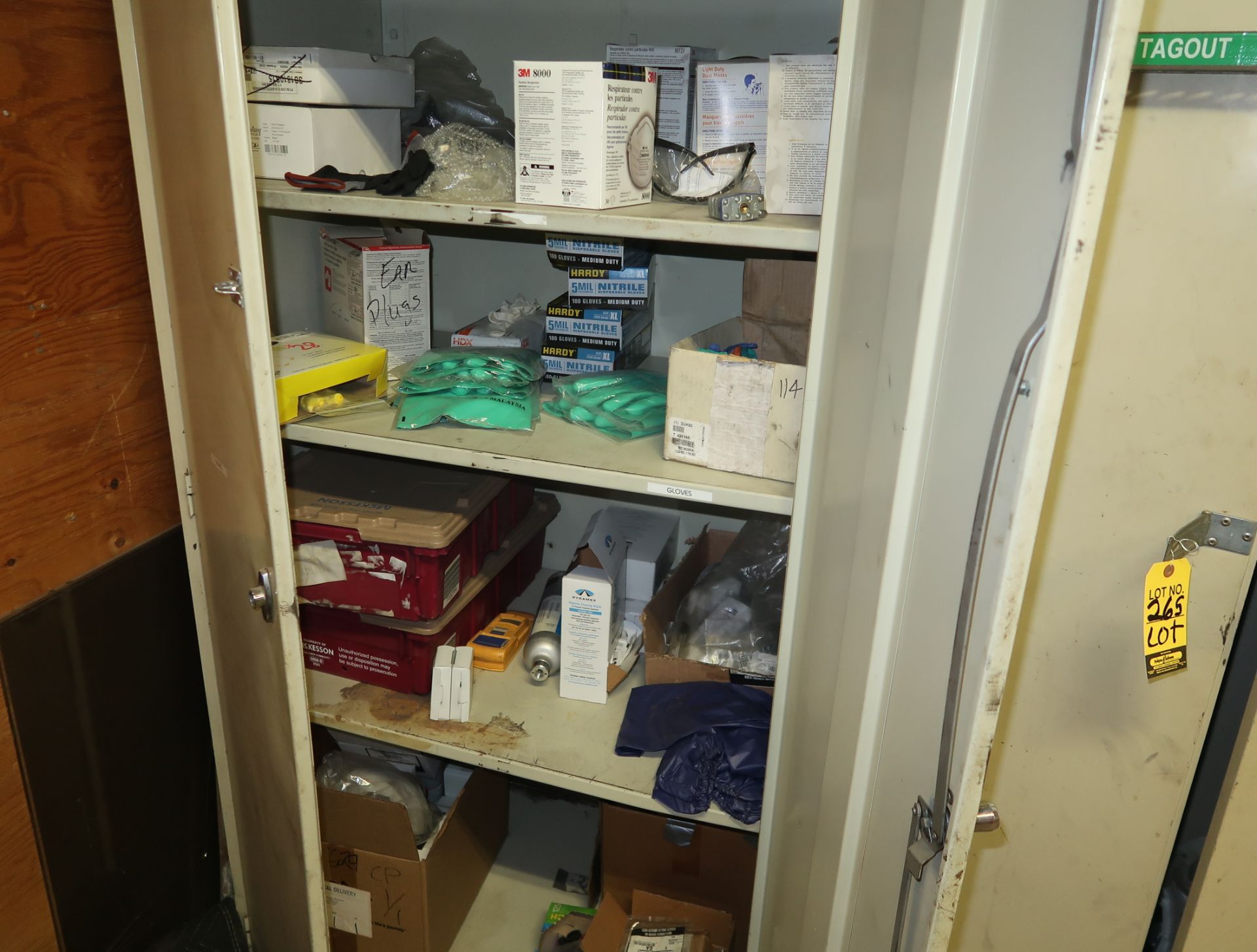 SUPPLY CABINET W/CONTENTS RESPIRATORS, MASKS, GLOVES, ETC. - Image 2 of 2