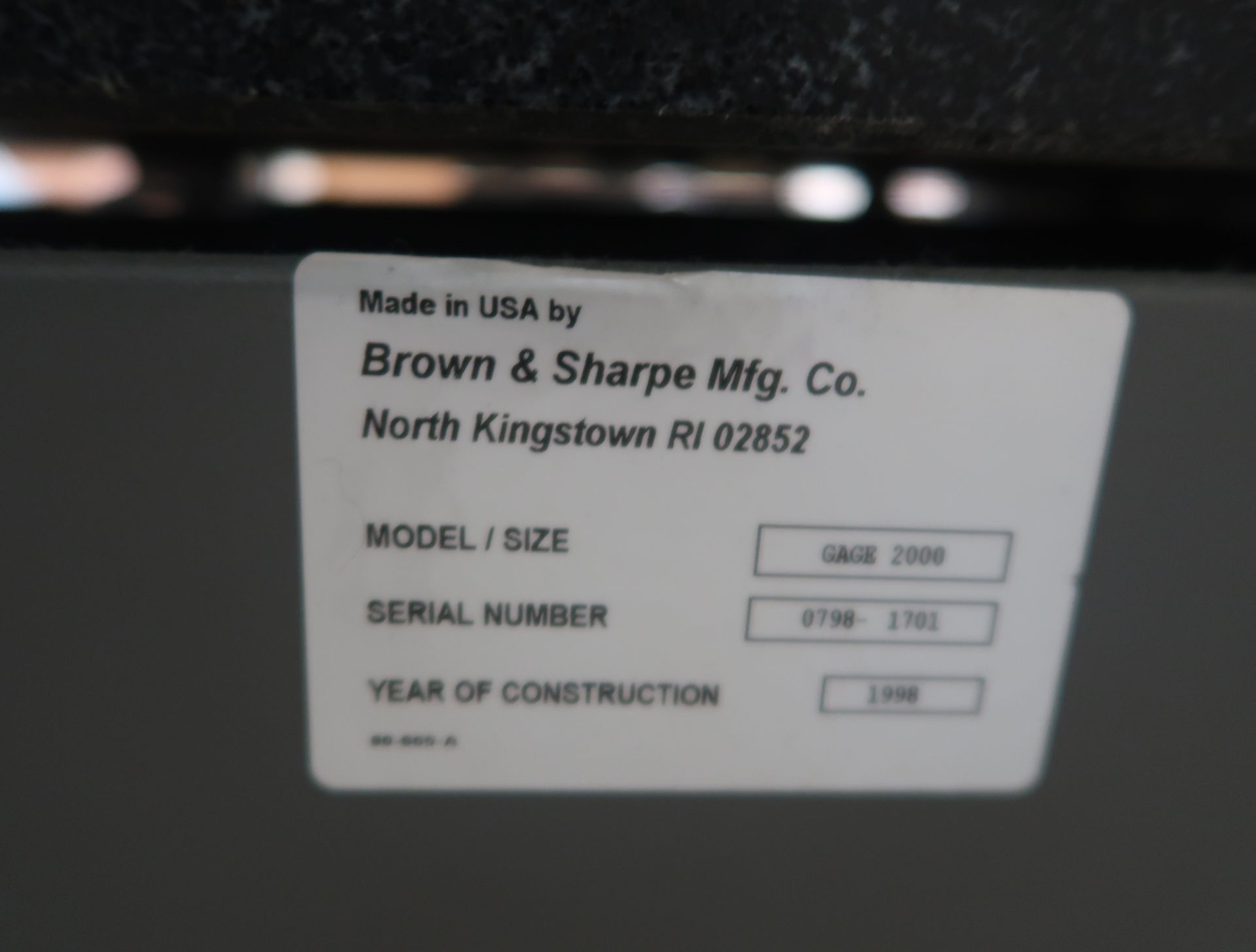 BROWN & SHARPE GAGE 2000 CMM SN. 079801701 - Image 4 of 4