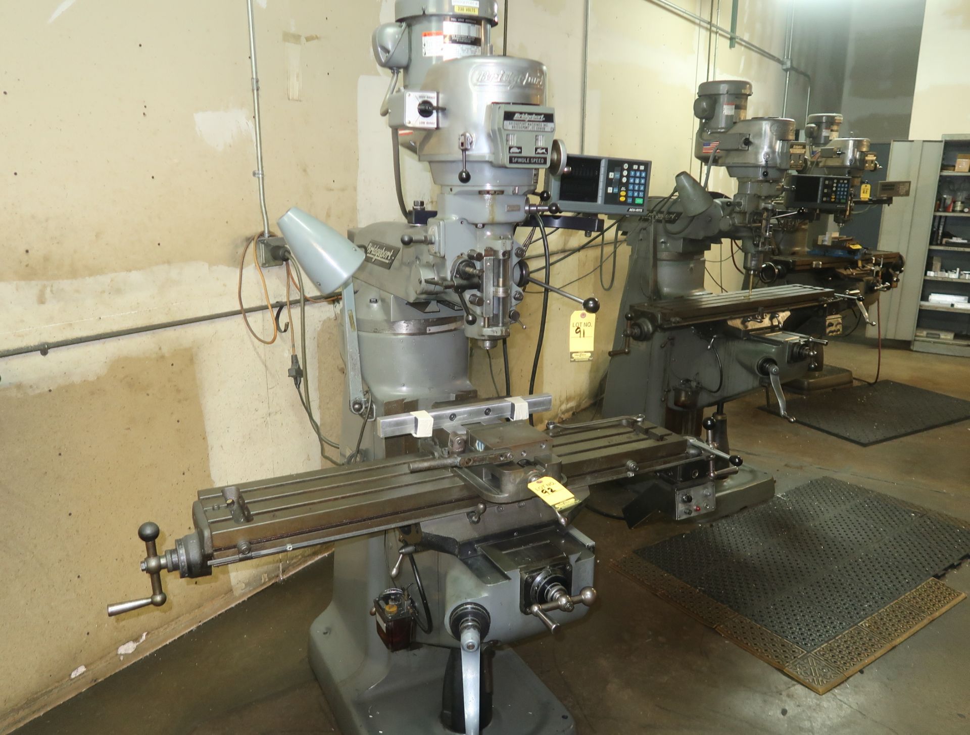 BRIDGEPORT VERTICAL MILL, POWER TABLE, 2-AXIS DRO, CHOME WAYS, SN. 281383