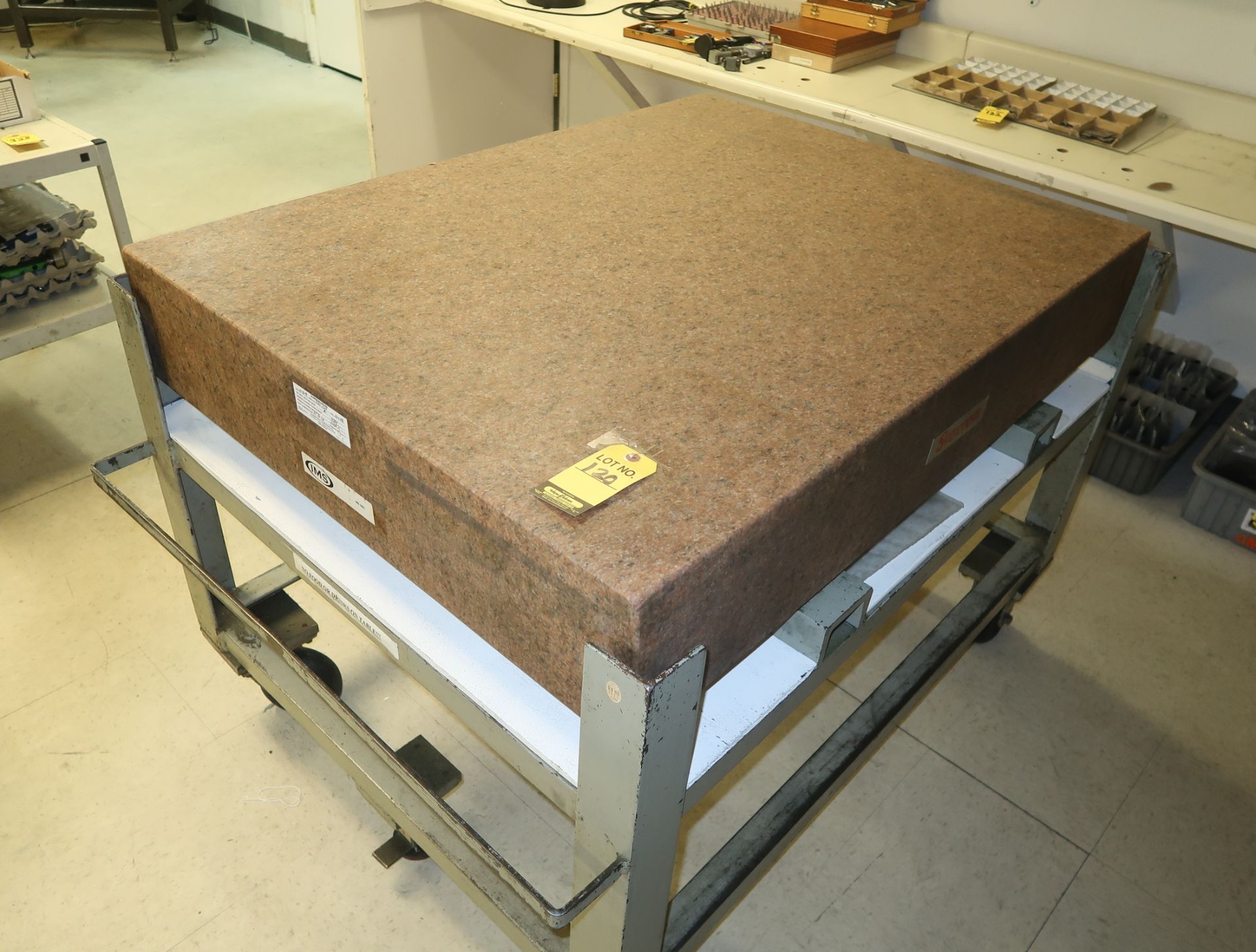 STARRETT 36" X 48" X 7" PINK GRANITE SURFACE PLATE, GRADE A, DUE FOR INSPECTION 1-16-20