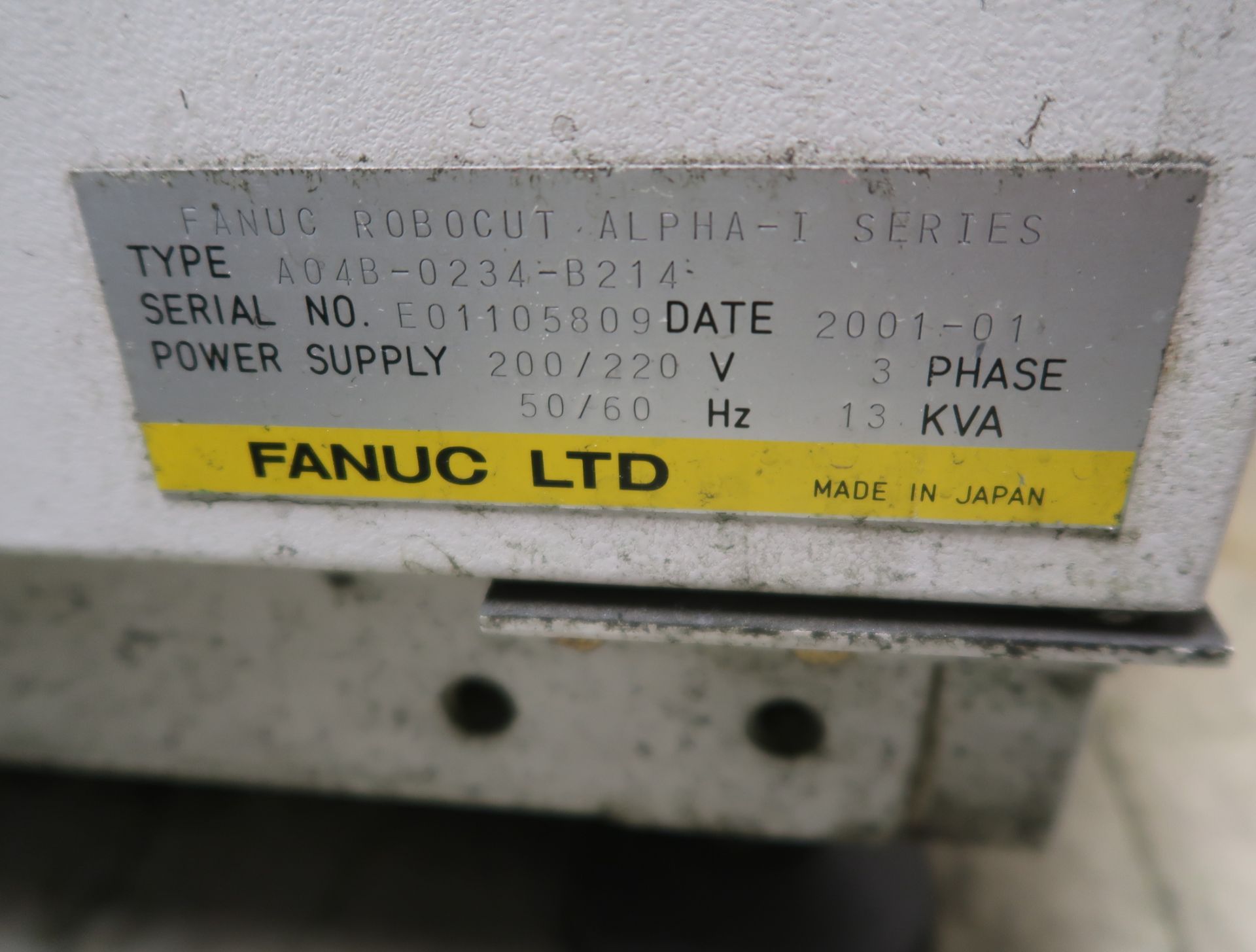 2001 FANUC ROBOCUT AOiA, MDL. AO4B-0234-B214 CNC HIGH SPEED WIRE EDM, FANUC 18i-W CONTROL, SN. - Image 4 of 4