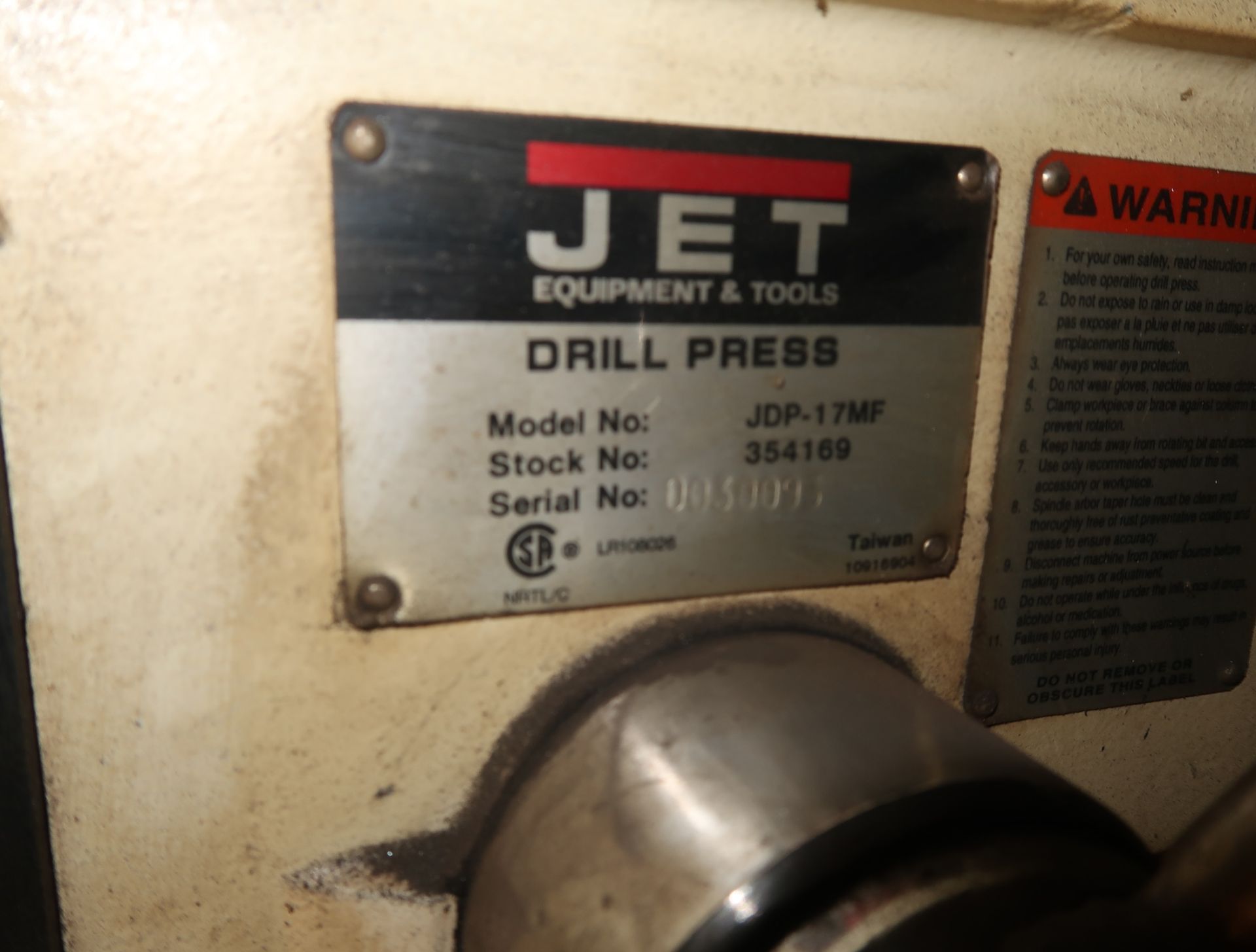 JET 3/4HP DRILL PRESS MDL. JDP-17MF - Image 3 of 3