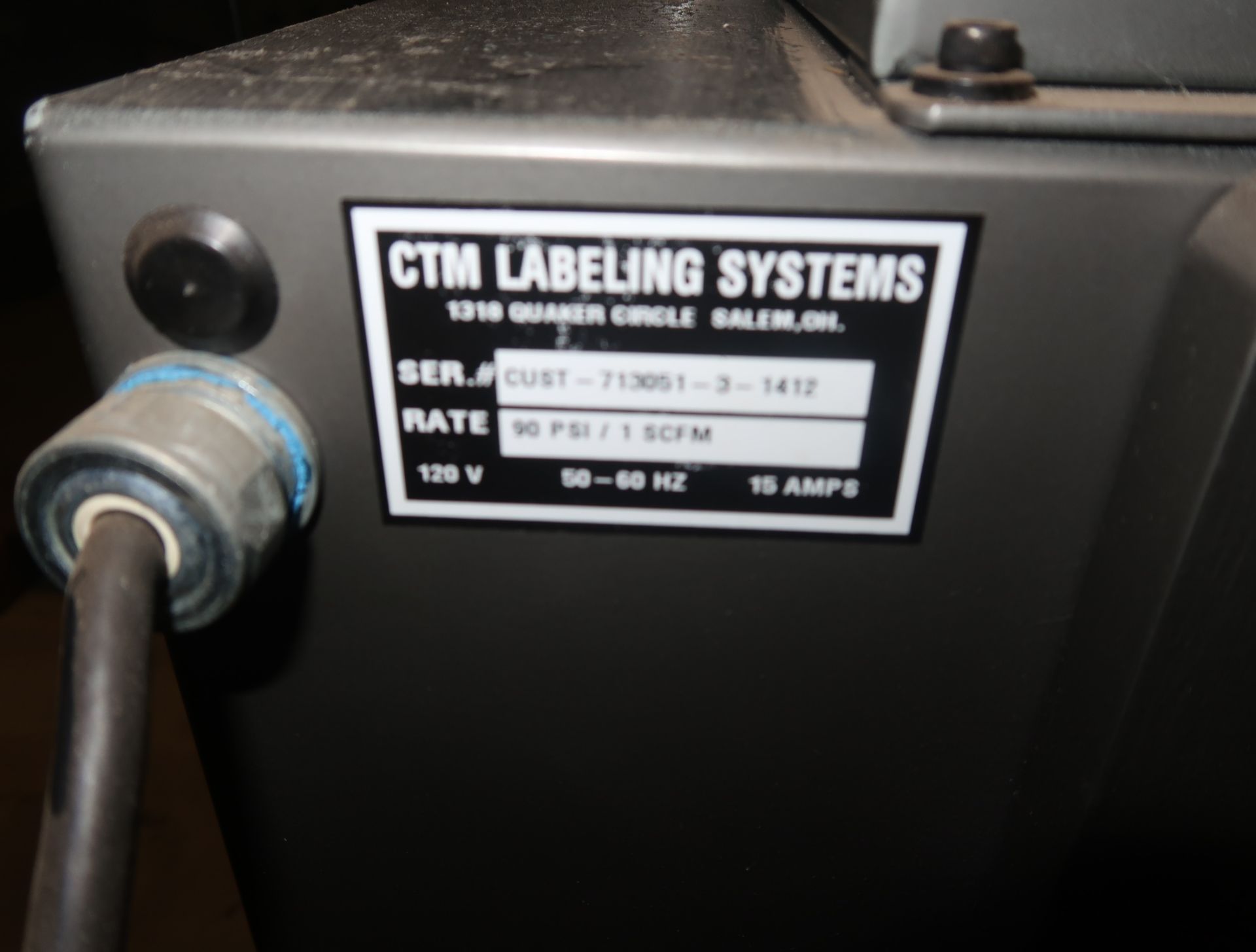 CTM MDL. 3600-PA PRINTER APPLICATOR LABELING SYSTEM & CONVEYOR - Image 6 of 9