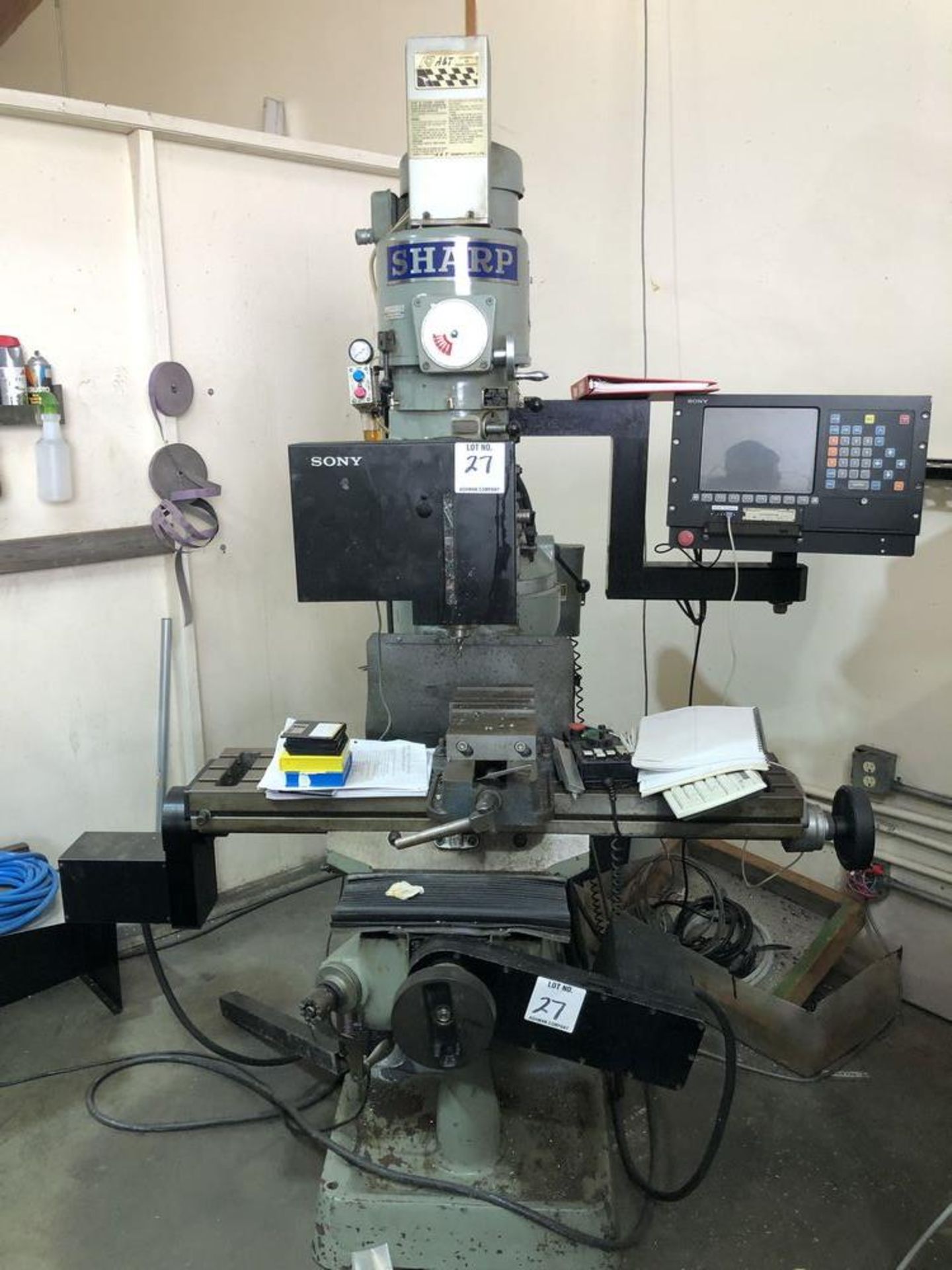 (1) SHARP CNC MILL 3HP MOTOR, SONY DRO, WORKS ONLY AS MANUAL MILL