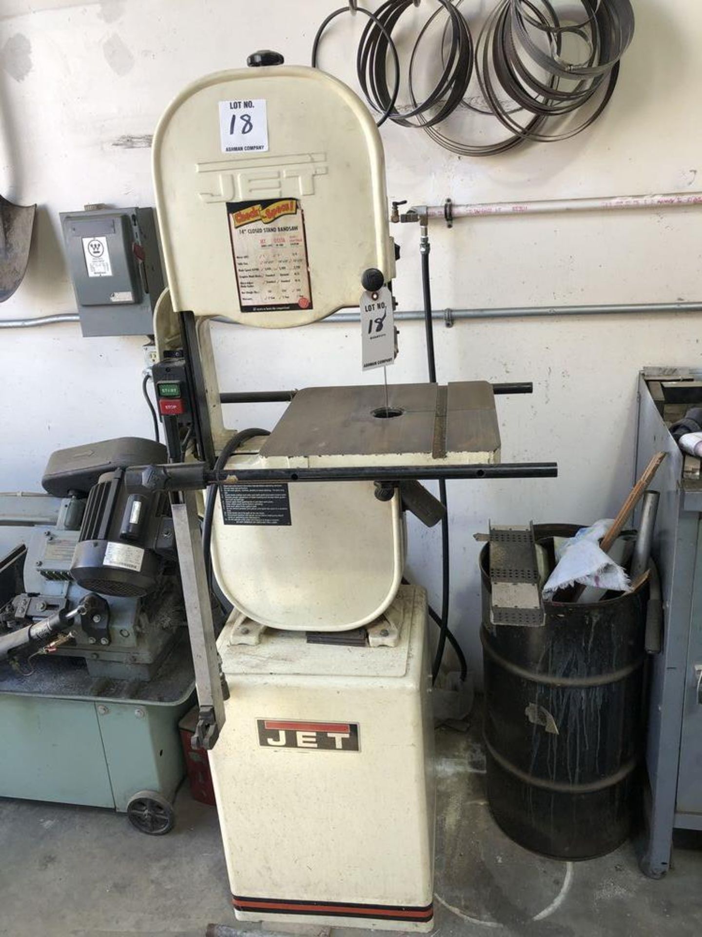 (1) JET 14" CLOSED STAND BANDSAW