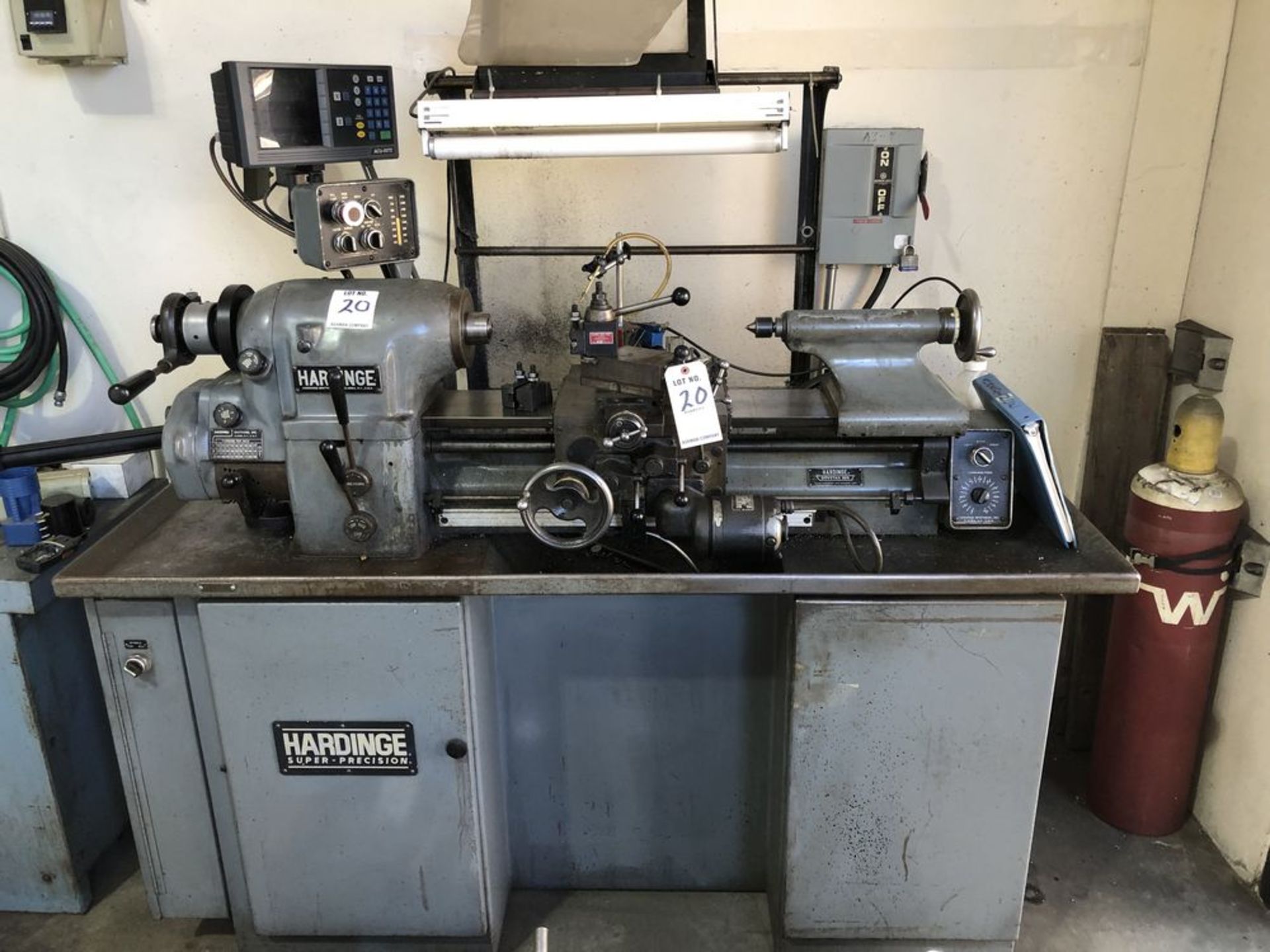 (1) HARDINGE HLVH SUPER PRECISION LATHE-1.5 HP MOTOR, 3,000 RPM, 11" SWING OVER BED, 1 1/4"