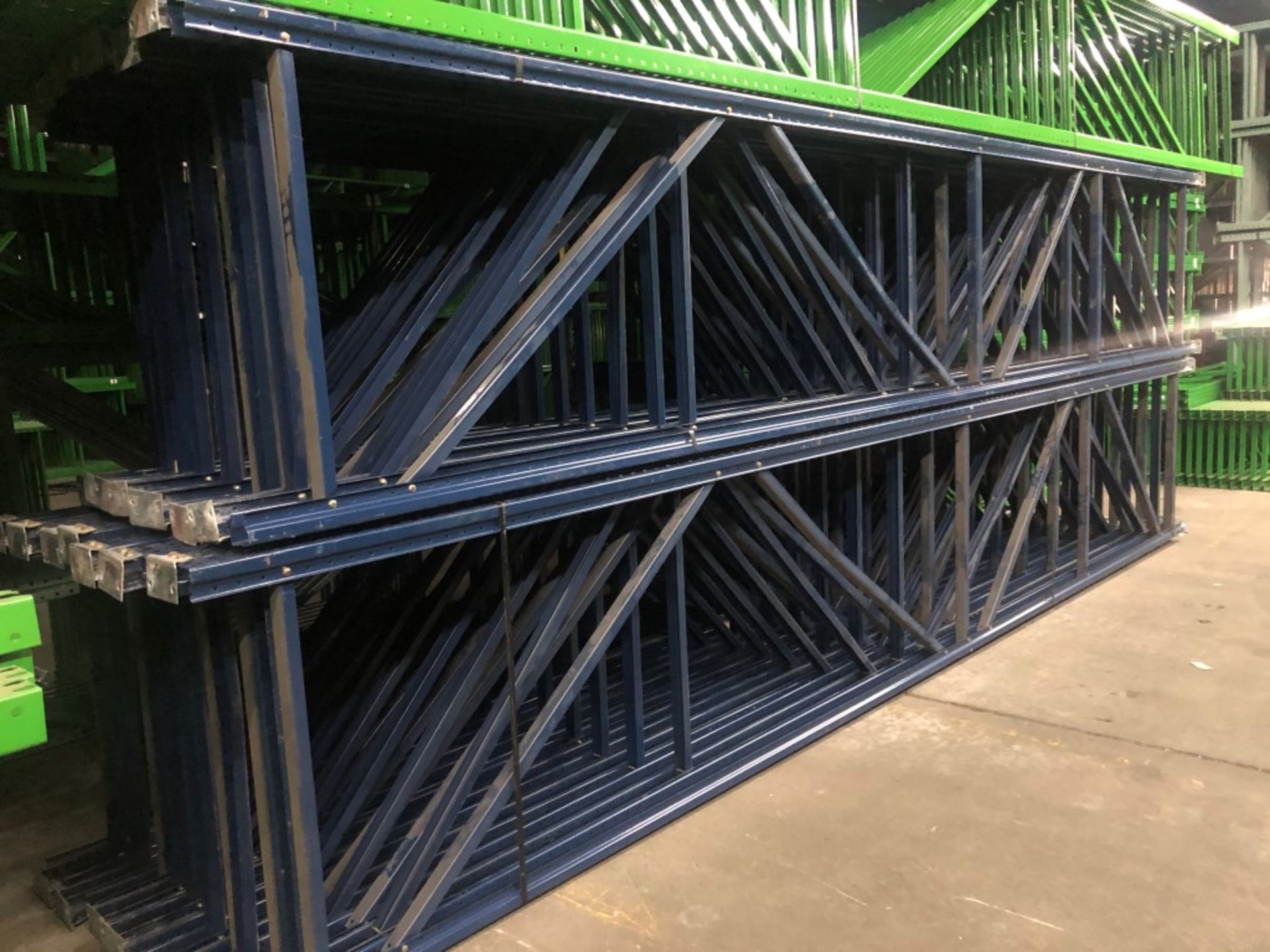 14 BAYS OF 20'H X 42"D X 96"L USED TEARDROP STYLE PALLET RACKS - Image 3 of 4