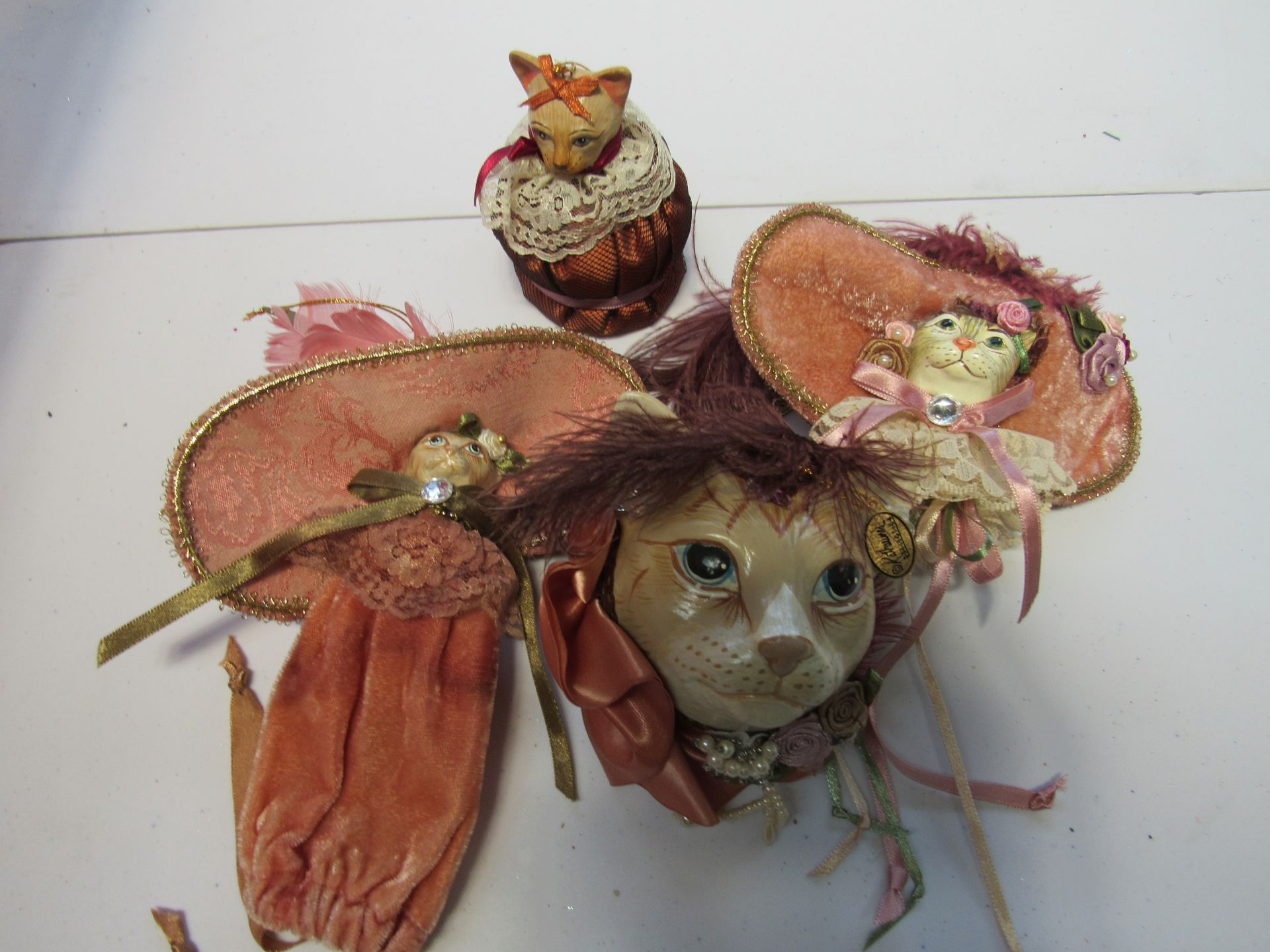 Group of Victorian cat ornaments