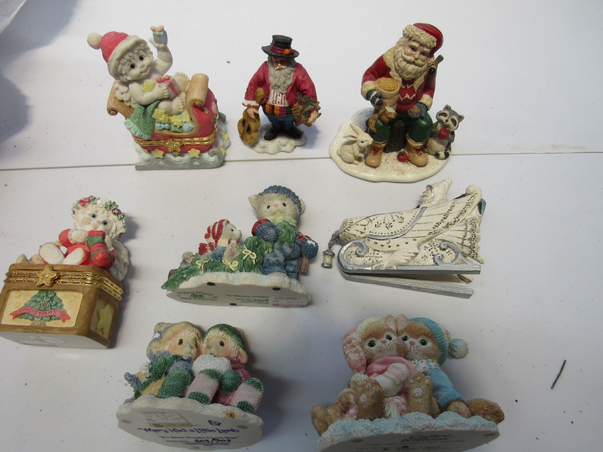 Assorted ornaments and jewelry boxes: Enesco and others