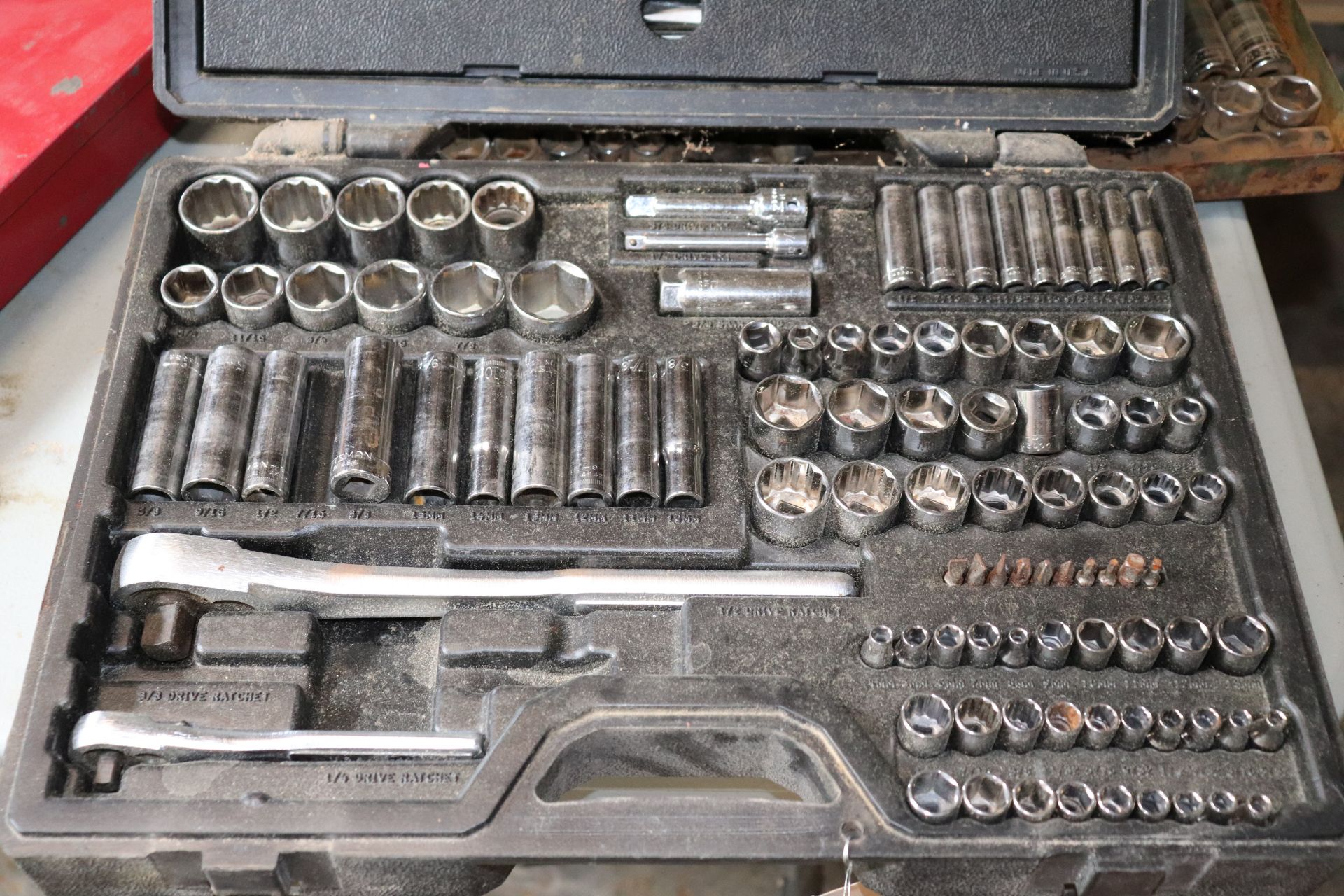 Craftsman toolbox with standard and metric sockets and drivers