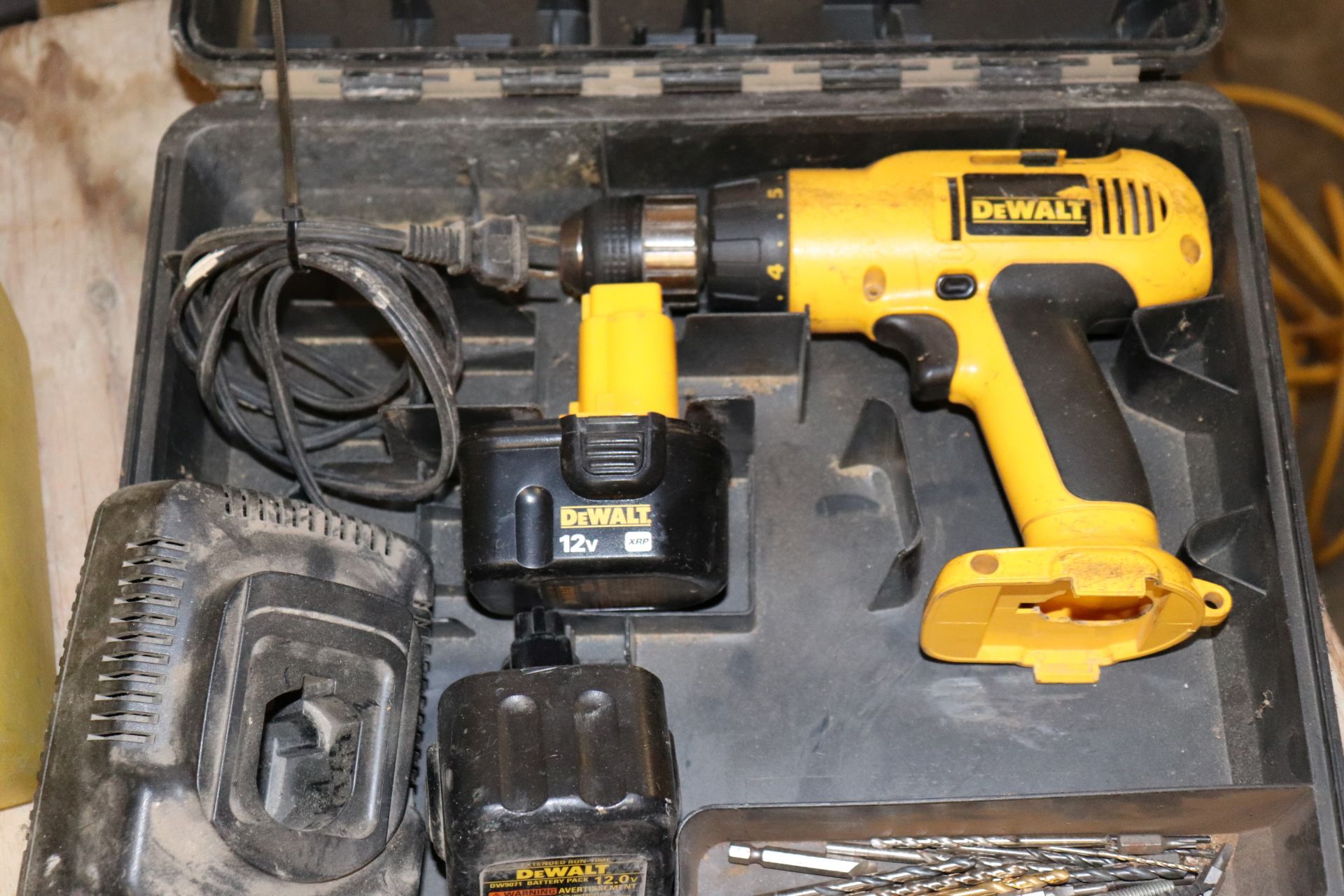 Dewalt battery powered drill, model DW972, with battery, extra battery, charger and case