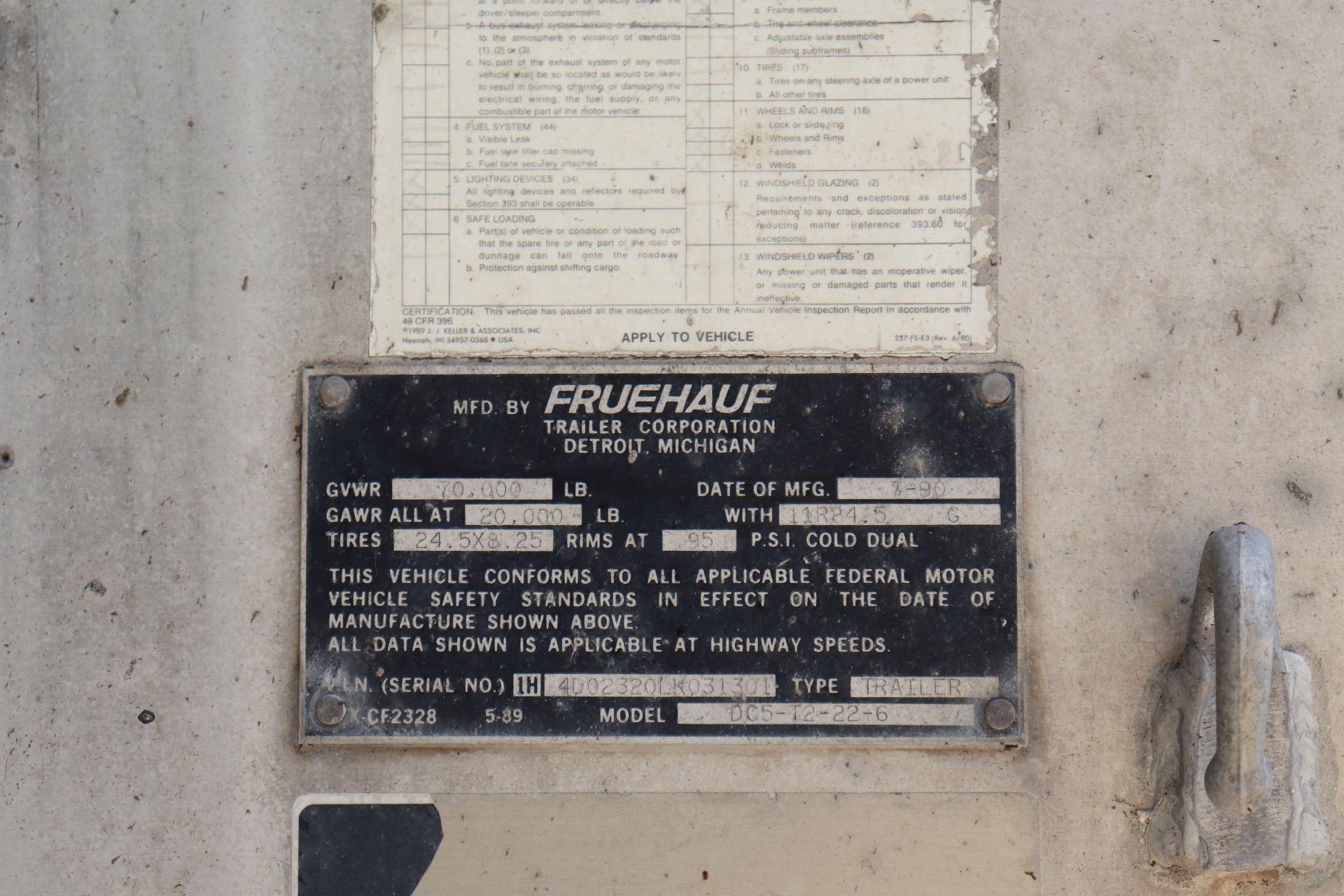 1990 Fruehauf dump trailer, VIN #1H4D02320LK031301 - Image 11 of 11