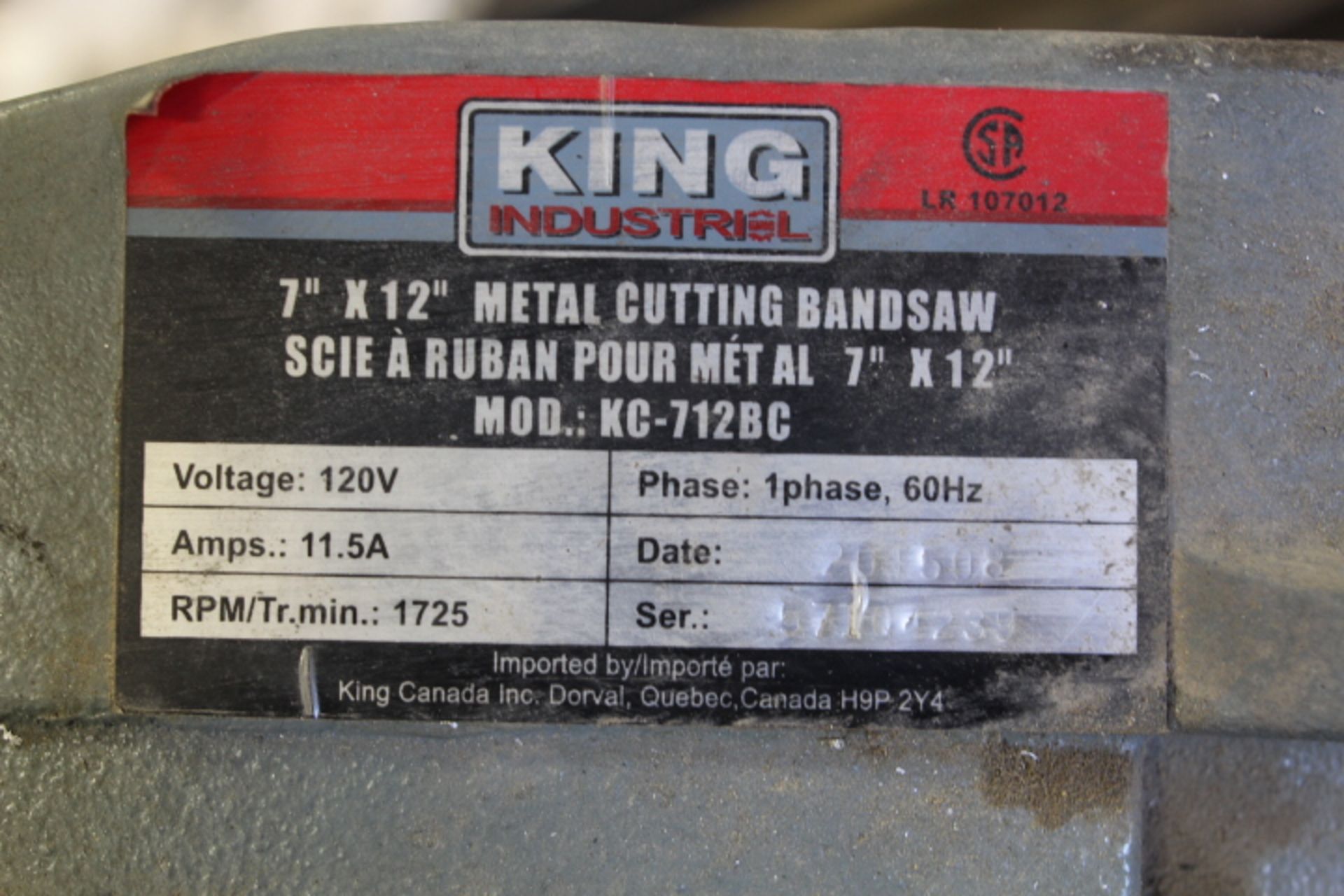King Industrial Metal Cutting Band Saw 120 volt - Image 4 of 4