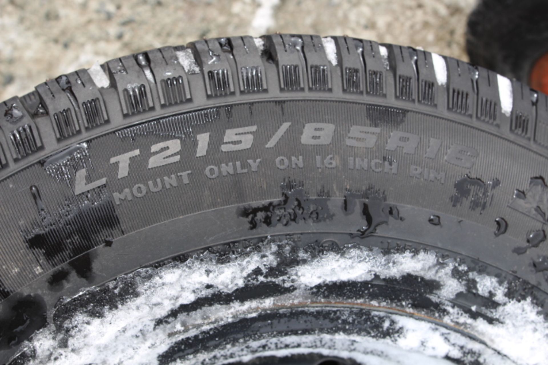 4 STUDDED TIRES W/RIMS OFF TOYOTA TACOMA BUT WILL FIT CHEV (ONLY DRIVEN 500 KMS) 215/85R18 - Image 3 of 3
