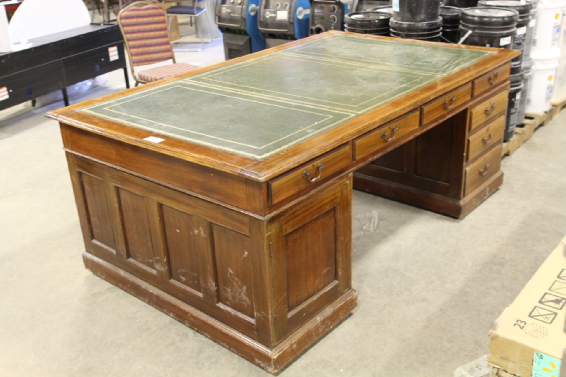 *78" X 48" PARTNERS DESK W/LEATHER INLAY