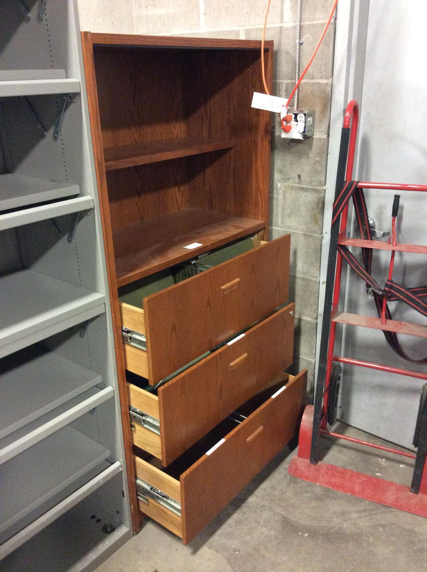 2 Shelf Wooden Storage Case with 3 Lateral Drawers - Image 2 of 2