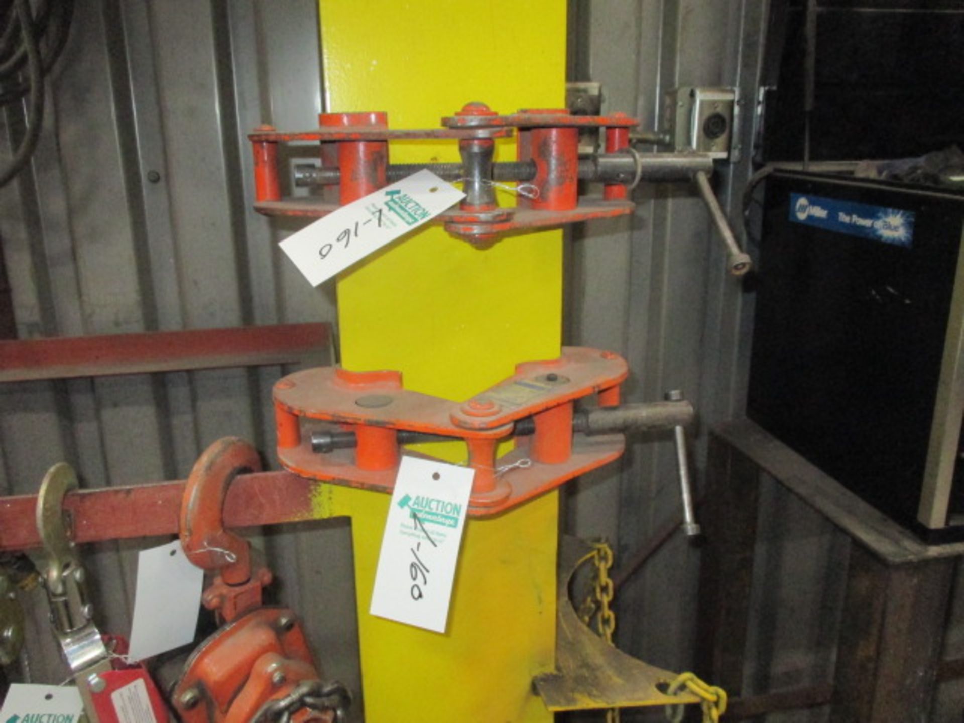 2 - 2 ton beam clamps, 3 ton chain hoist, and 2 come alongs