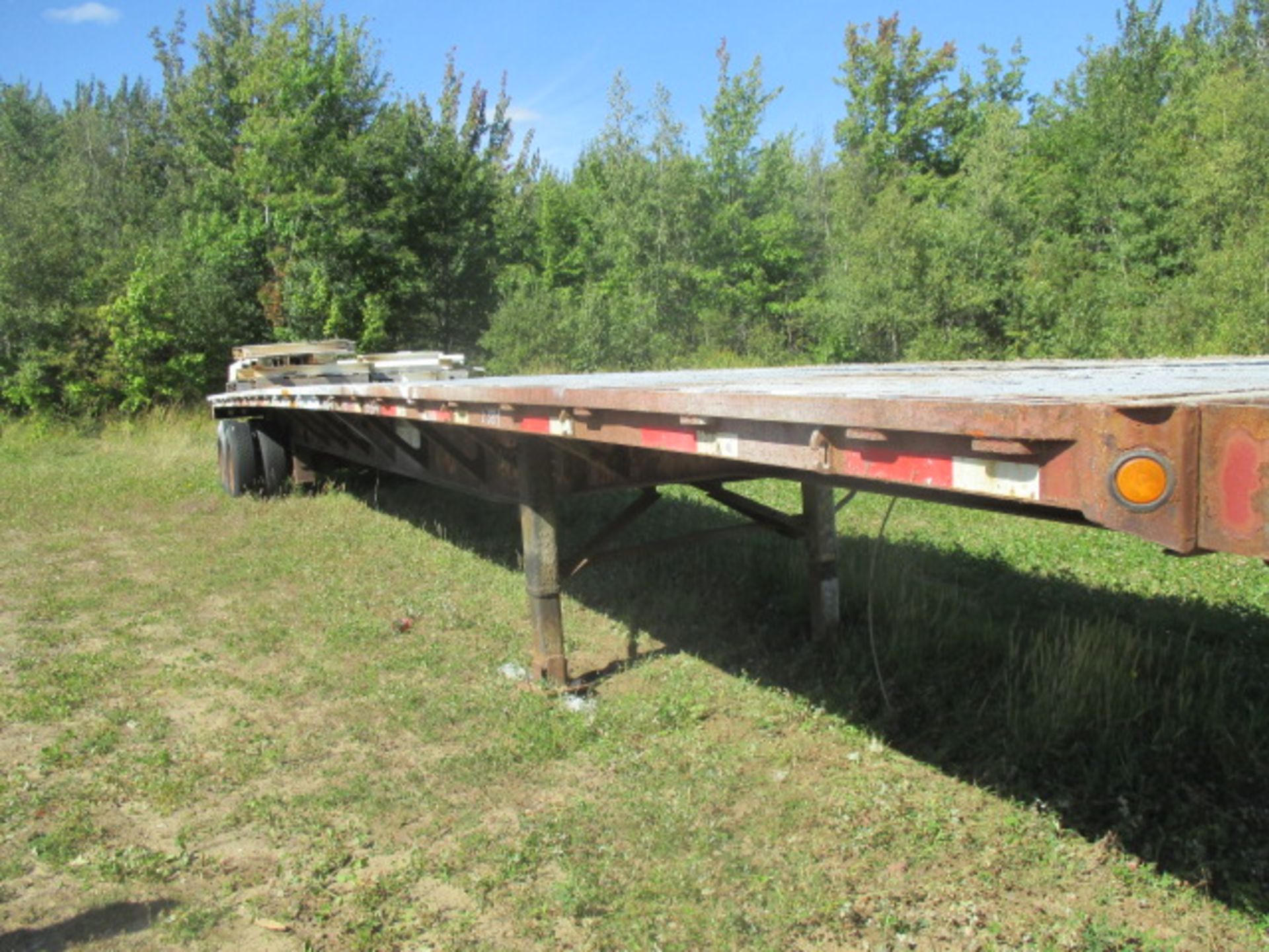 53' Tandem Flat Deck Trailer - One wheel missing - No Registration