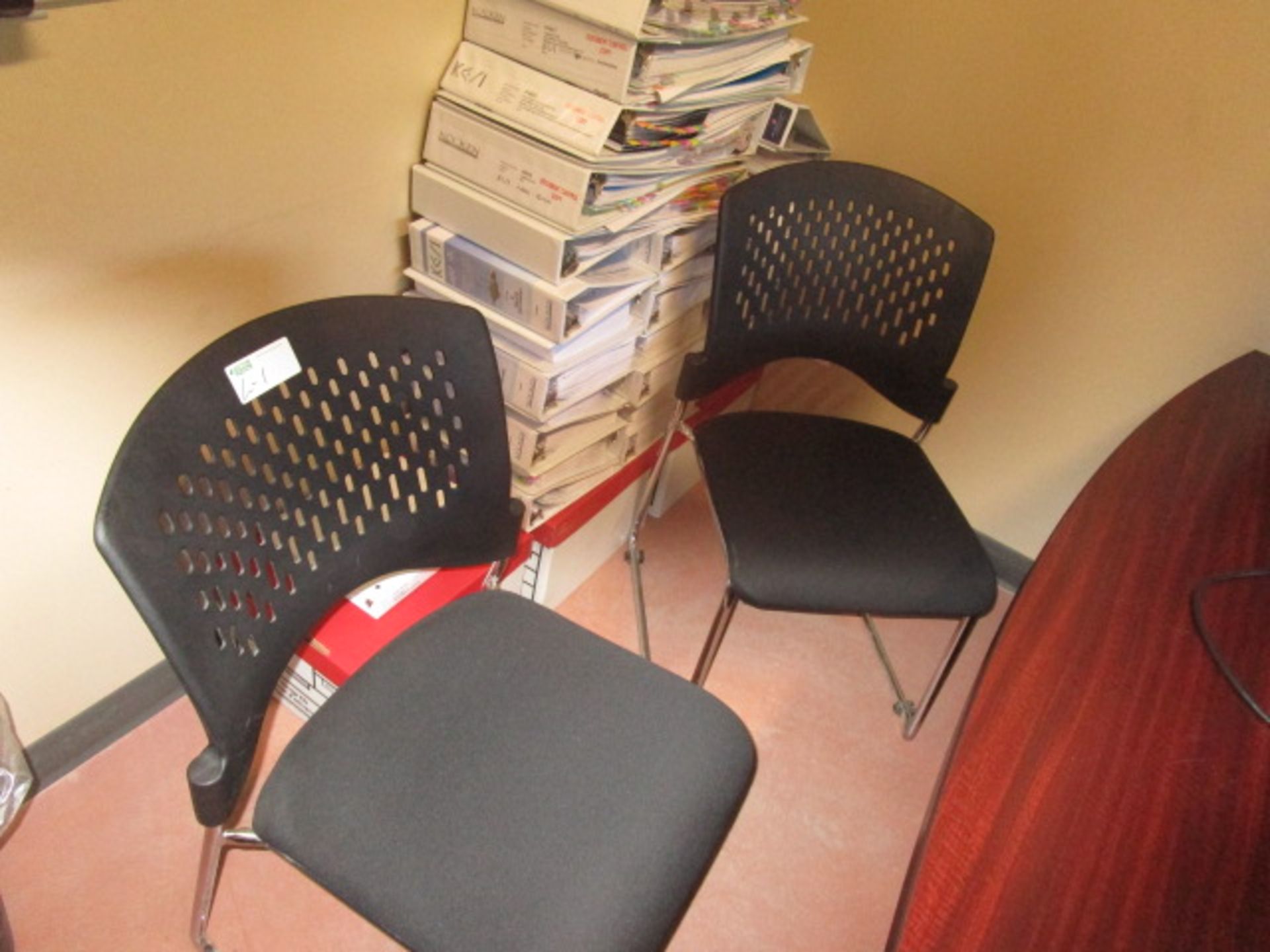 Complete Office Contents - includes Desk with Overshelf, 3 Chairs, 4 Door lateral filing cabinets, - Image 3 of 5