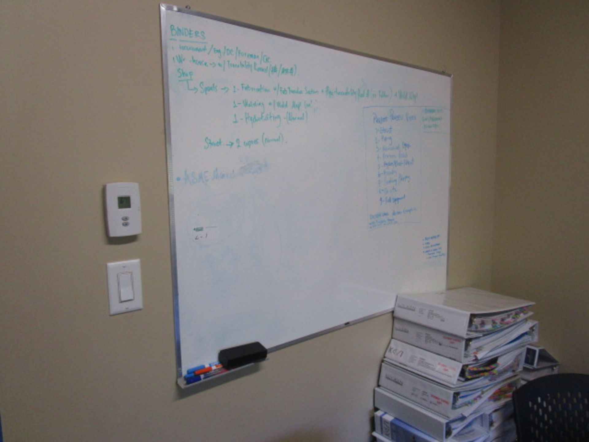Complete Office Contents - includes Desk with Overshelf, 3 Chairs, 4 Door lateral filing cabinets, - Image 4 of 5