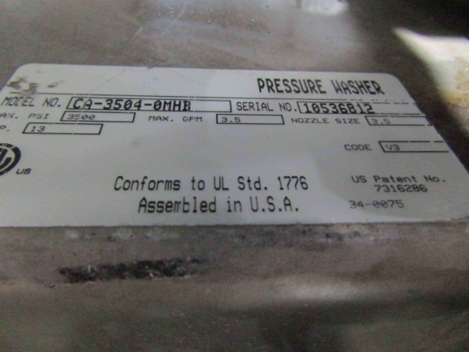 MTM CA-3504-0M4B Pressure Washer, Honda GX390, 3500 PSI, Serial #10536812 - Image 7 of 7