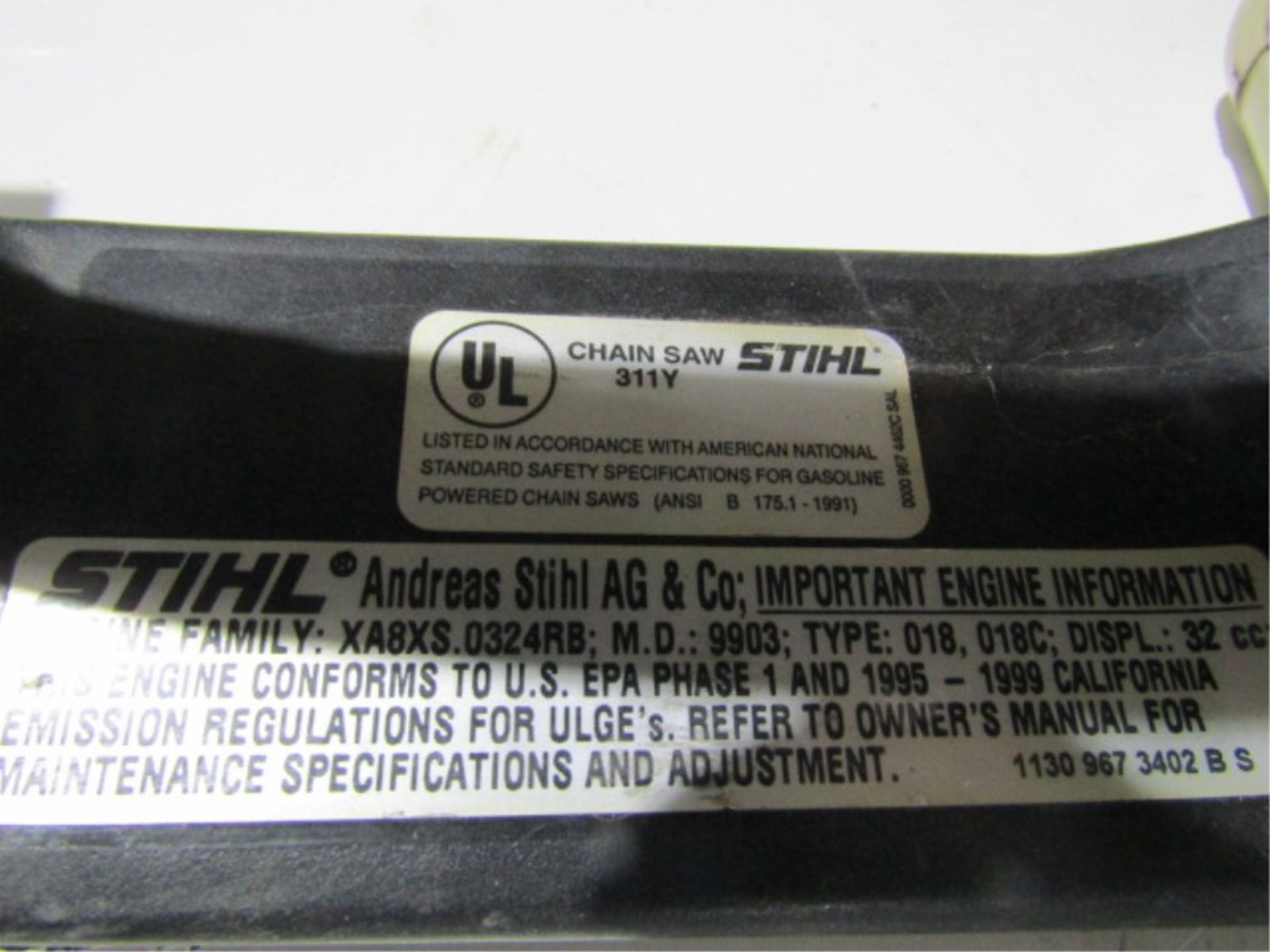 Stihl Chain Saw Model 311Y - Image 2 of 3