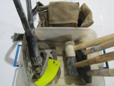 Container-Rubber Mallets, Tool Belt, Travel, Shovel